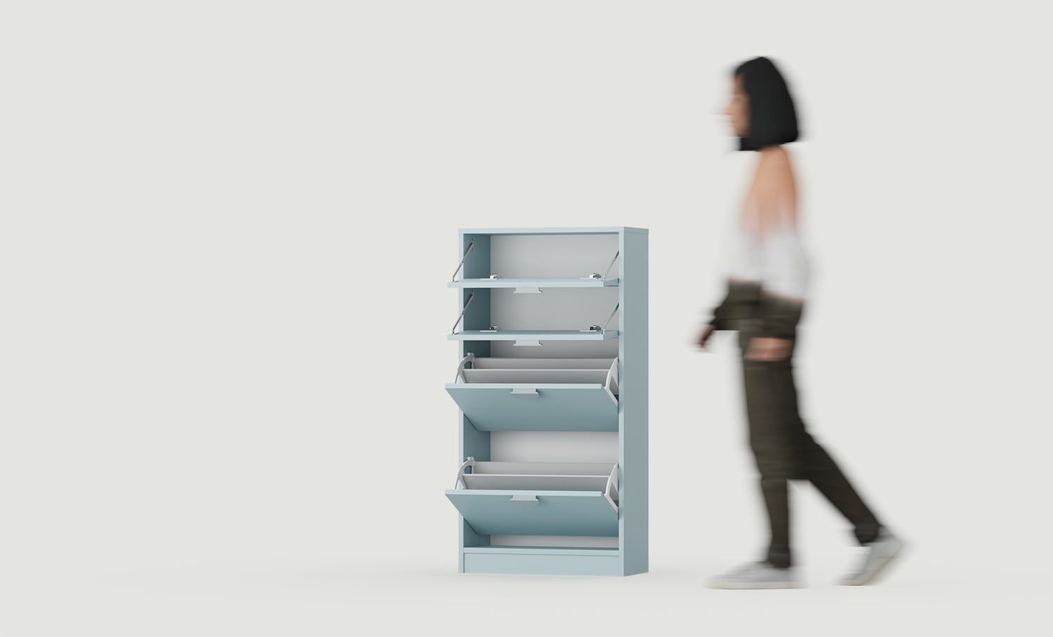 SBK5CS armoire à chaussures sur pied
Couleur : Bleu colombe
Poignée : poignée en bois de frêne RIND