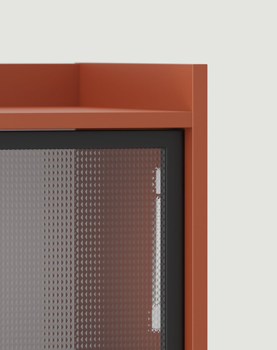 Armoire RTV à vitrage bas SIGI RS3TV2
Couleur : Terracotta ardent
Verre : verre mousseline ornemental