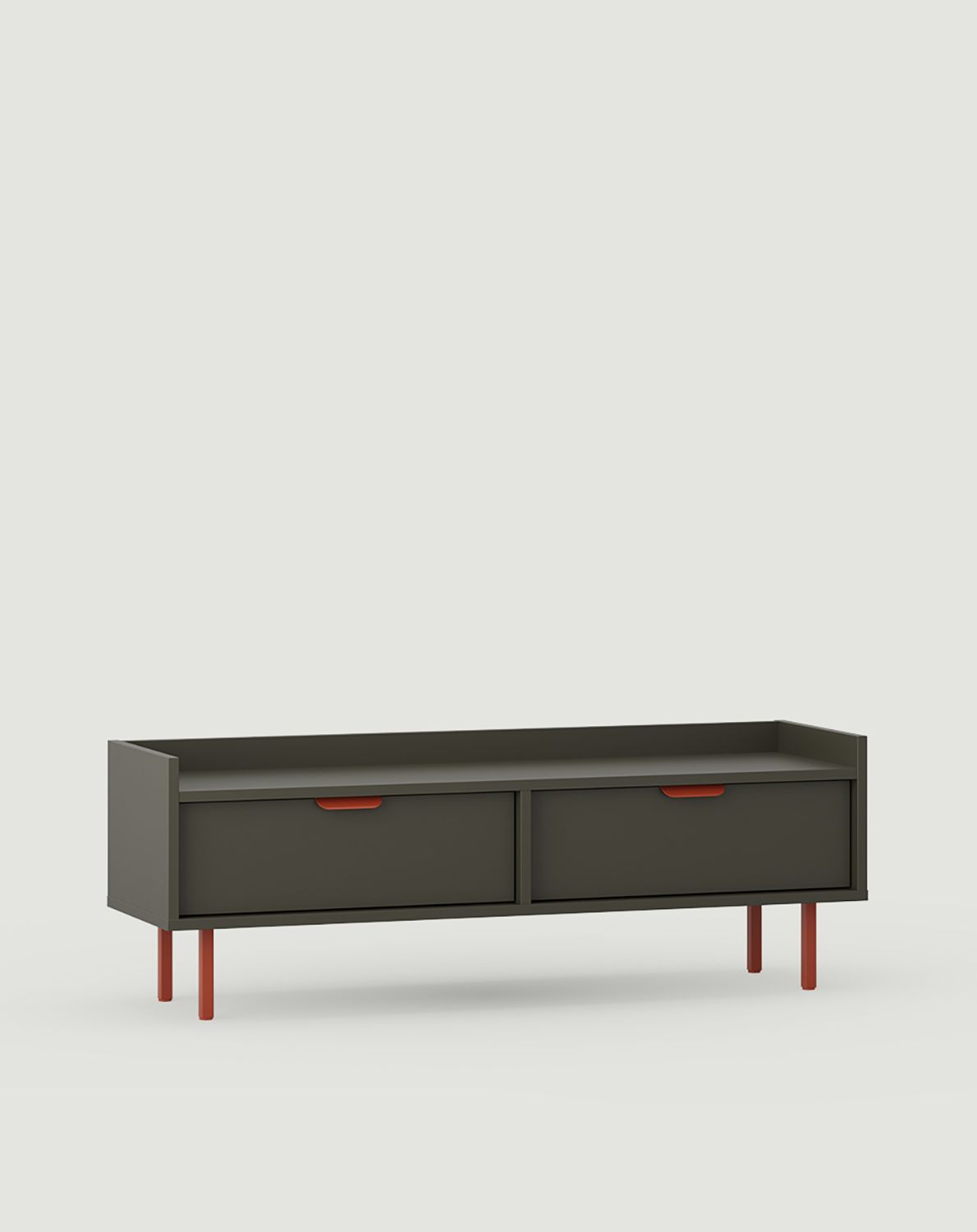 Armoire basse RTV SIGI S1TV1
Couleur : Basalte
Patte : Terre cuite ardente
Poignée : LAYERS 110 Terracotta feu