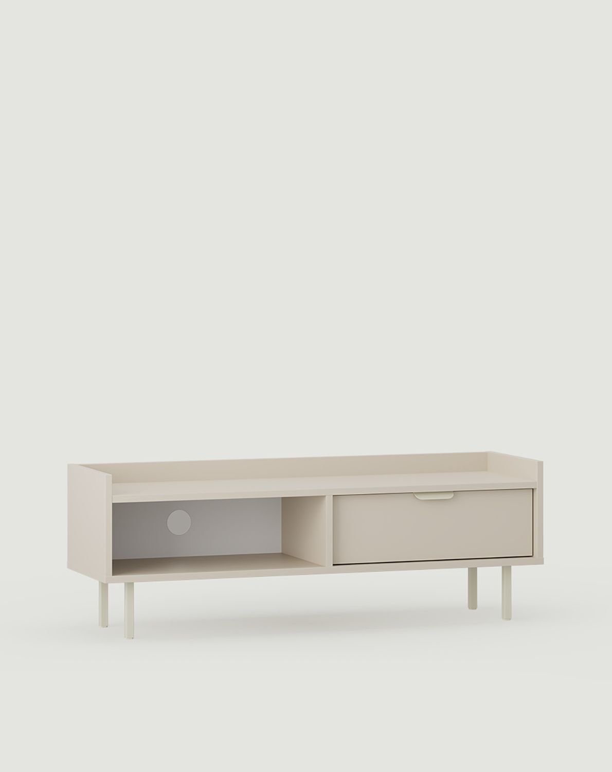 SIGI S1TV2 armoire basse RTV
Couleur : Cachemire enveloppant
Pied : Milky Way
Poignée : LAYERS 110 Milky Way