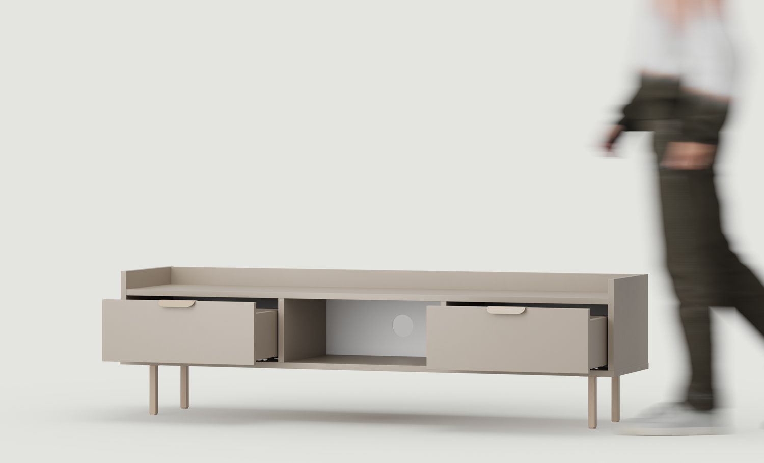 SIGI S3TV2 armoire basse RTV
Couleur : Ash White Clay
Pied : Cappuccino
Poignée : LAYERS 110 Cappuccino