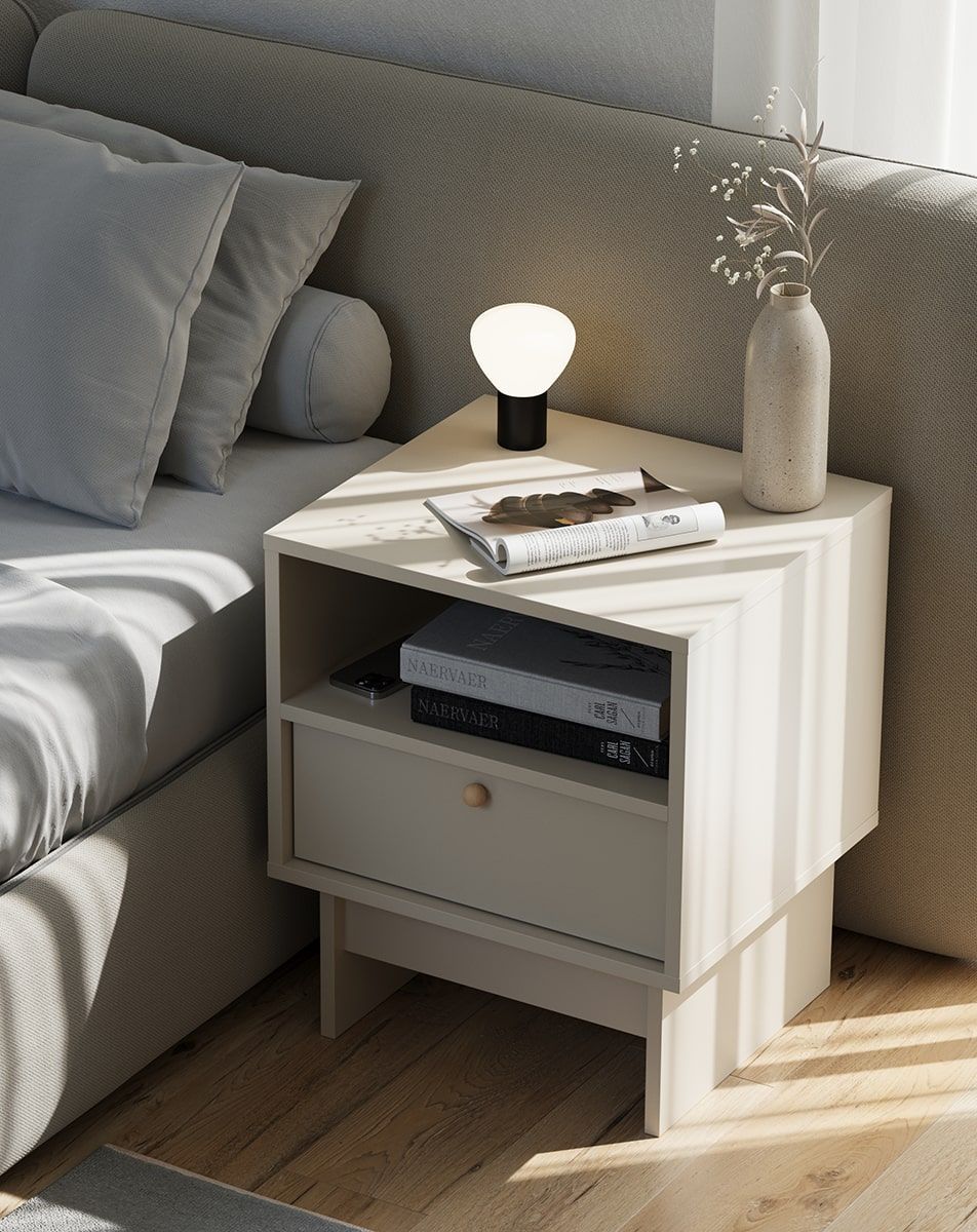 KABE SNK01 table de chevet en style JAPANI
Couleur : Beige Champagne
Poignée : Poignée boule en bois KD