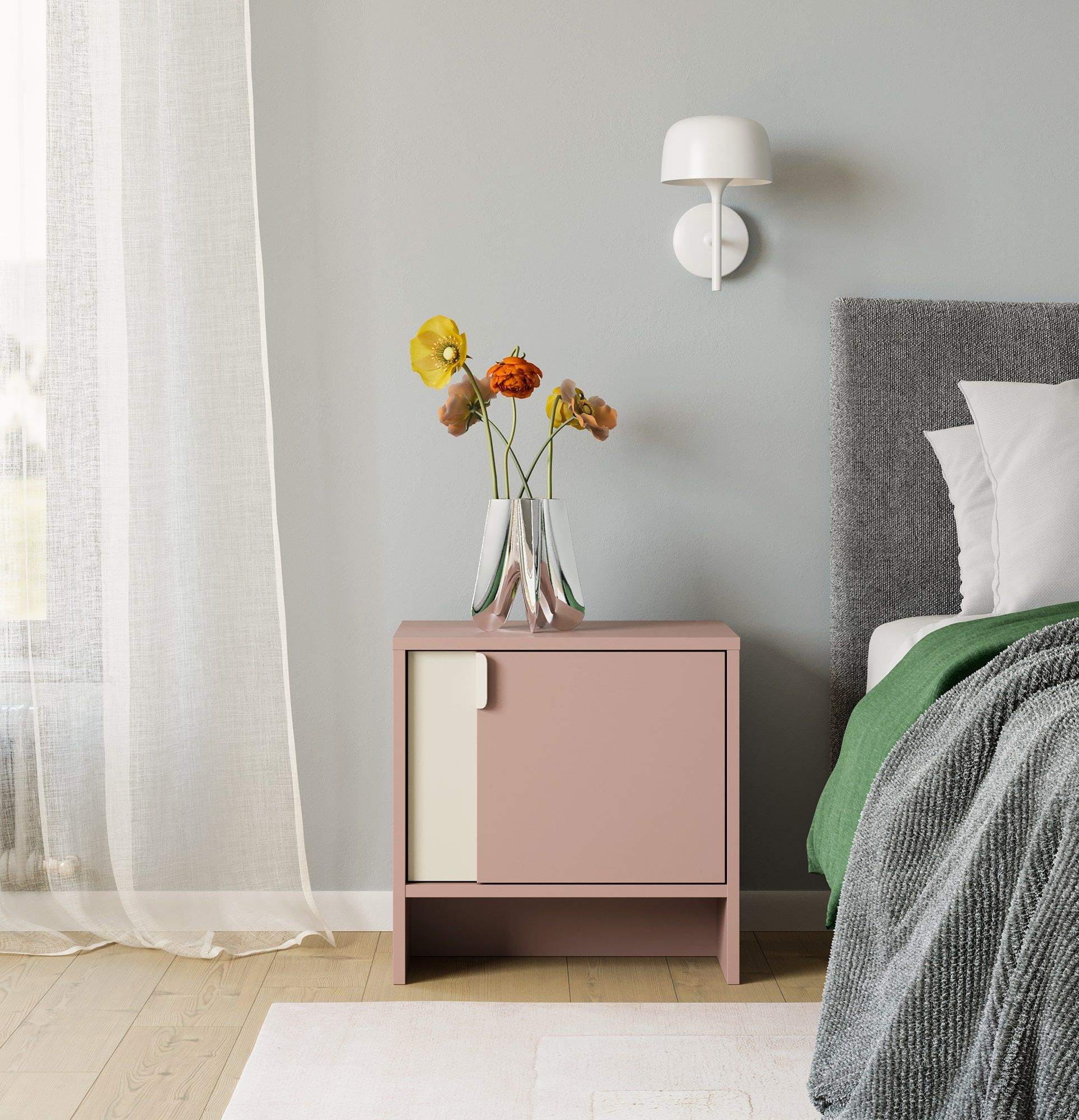 Table de chevet LAYERS LAY25
Couleur : Rose antique
Couleur de la façade : Milky Way
Poignée : LAYERS 110 Milky Way