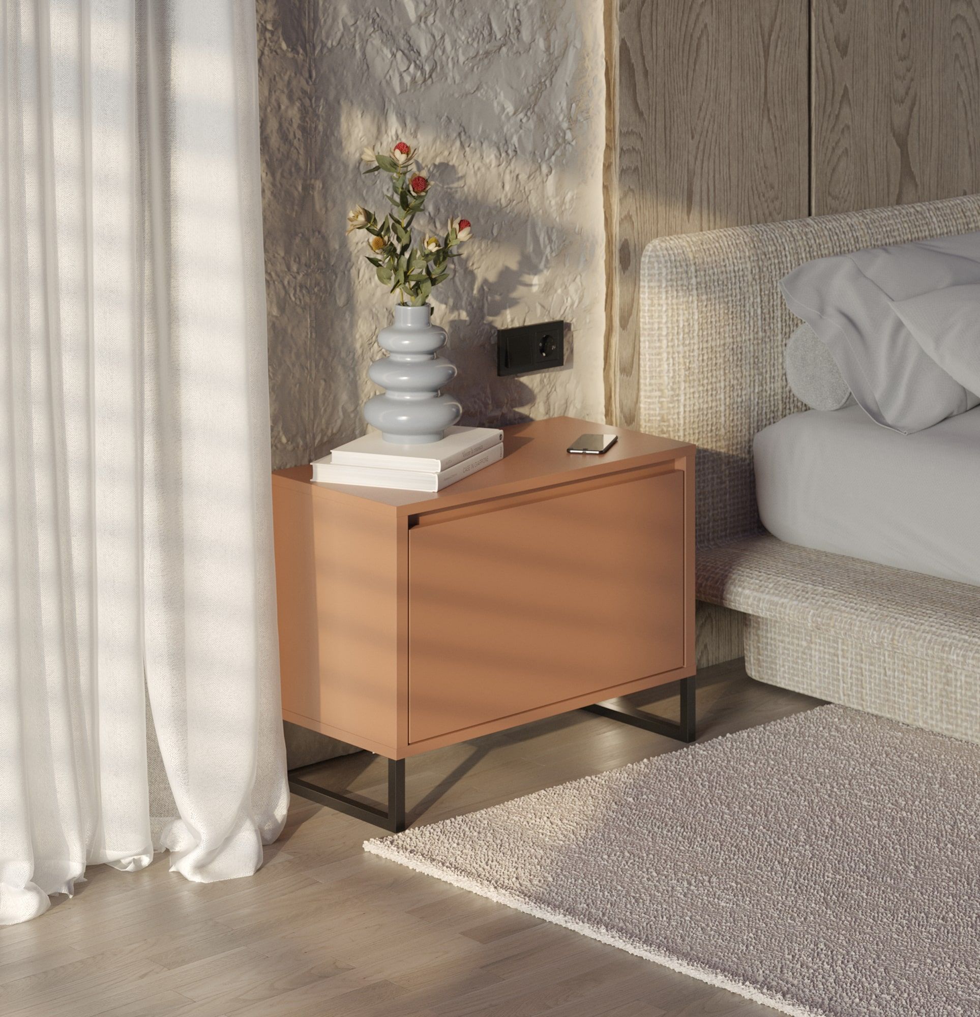 Table de chevet ODIS SN03
Couleur : Sahara Deep
Couleur des pieds : acier ODIS Grey