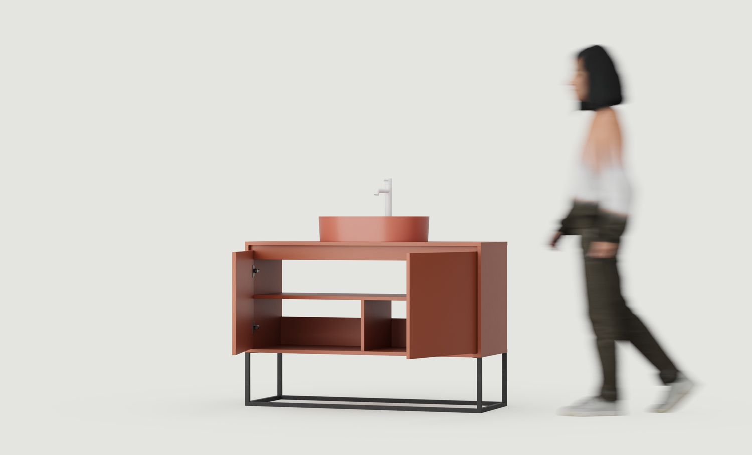 Armoire ODIS avec lavabo OMNIRES OU01
Couleur : Terracotta ardent
Couleur des pieds : ODIS Steel Black
Vasque : OVO M+ Terracotta OMNIRES
Robinet : Tall Y Blanc OMNIRES
Plateau de table : Sans plateau de table