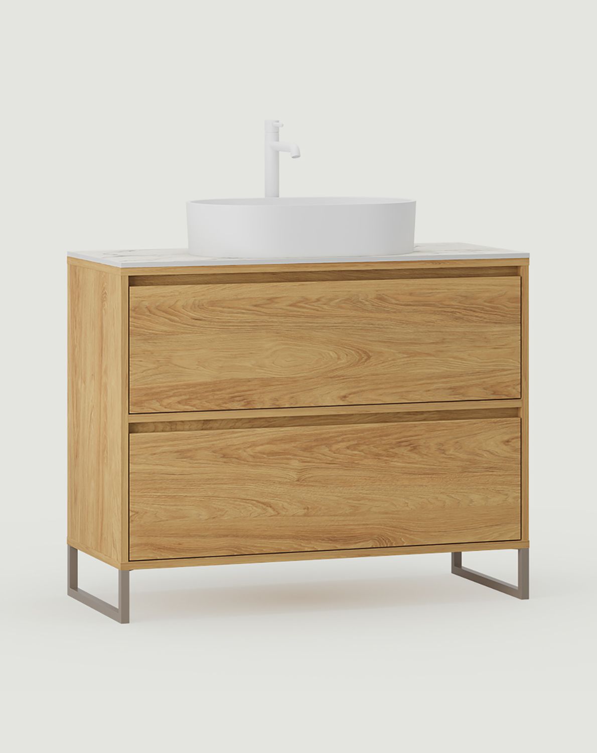 Armoire ODIS avec lavabo OMNIRES OU02
Couleur : Hickory Natural
Couleur des pieds : ODIS Steel Grey Beige
Lavabo : OVO M+ Blanc brillant OMNIRES
Robinet : Tall Y Blanc mat OMNIRES
Plan de travail : White Crystal Sinter
