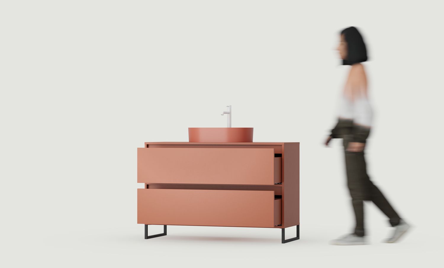 Armoire ODIS avec lavabo OMNIRES OU02
Couleur : Terracotta ardent
Couleur des pieds : ODIS Steel Black
Vasque : OVO M+ Terracotta OMNIRES
Robinet : Tall Y Blanc OMNIRES
Plateau de table : Sans plateau de table