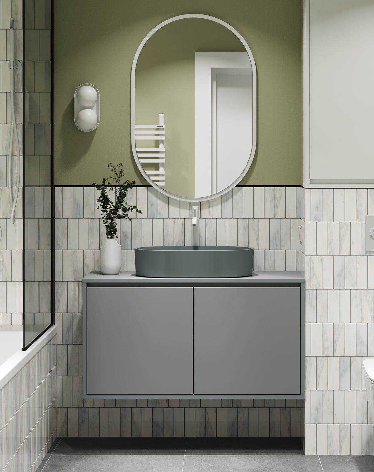 ODIS armoire avec lavabo OMNIRES fixation murale WOU01
Couleur : Poussière de lune
Vasque : OVO M+ Gris cendré OMNIRES
Robinet : Tall Y Blanc Mat OMNIRES
Plan de travail : Sans plan de travail