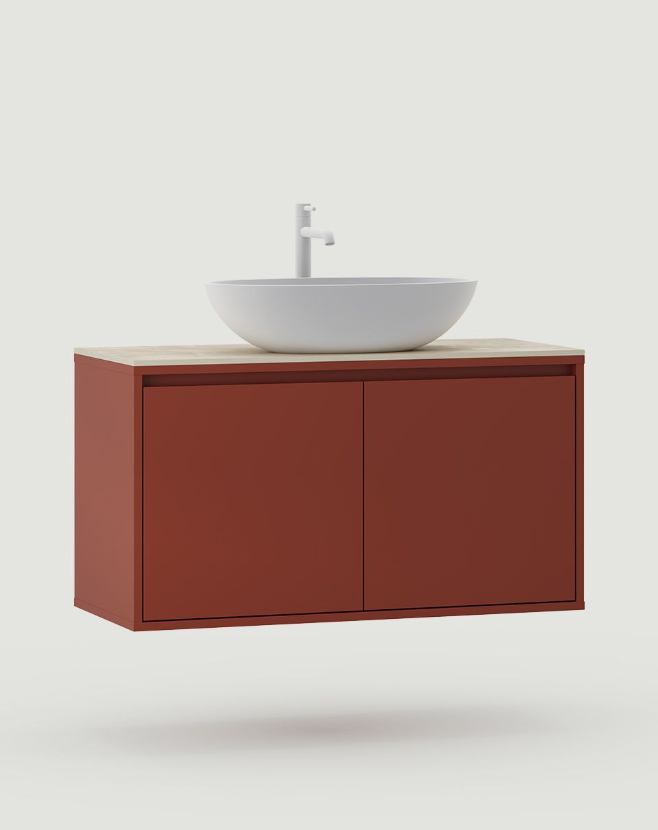 ODIS armoire avec lavabo OMNIRES fixation murale WOU01
Couleur : Terracotta ardent
Lavabo : Shell M+ White gloss OMNIRES
Robinet : Tall Y Blanc mat OMNIRES
Plan de travail : terrazzo fritté gris