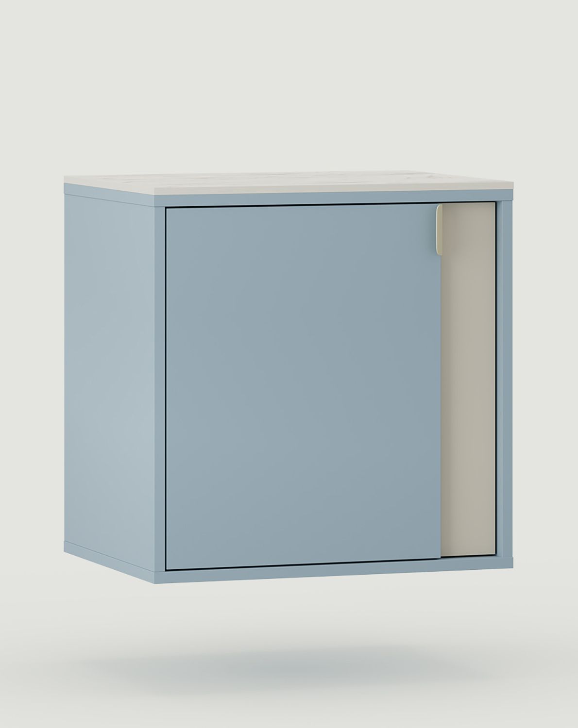 LAYERS meuble lavabo mural LAY66
Couleur : Bleu colombe
Couleur de la deuxième couche du panneau avant : Milky Way
Poignée : LAYERS 110 Milky Way
Plateau de table : marbre fritté or