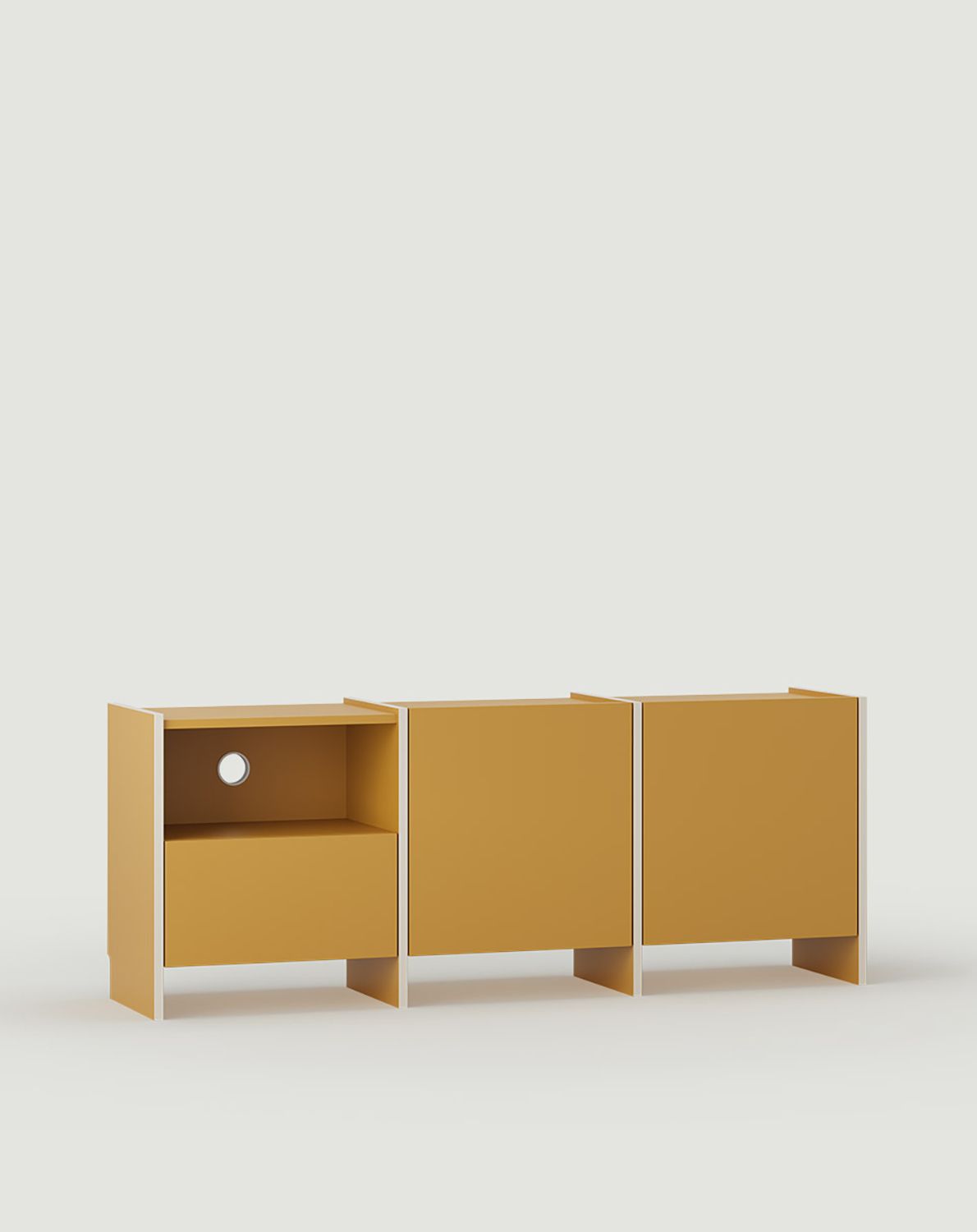 Armoire RTV ASKA ASK15
Couleur : moutarde vintage
Placage : Beige Champagne
                            