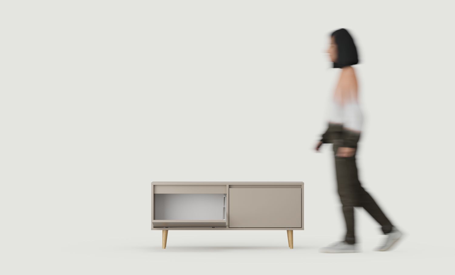 Armoire RTV FENRIS FTV1K
Couleur : Argile cendrée
Pieds : Noyer Chêne huilé