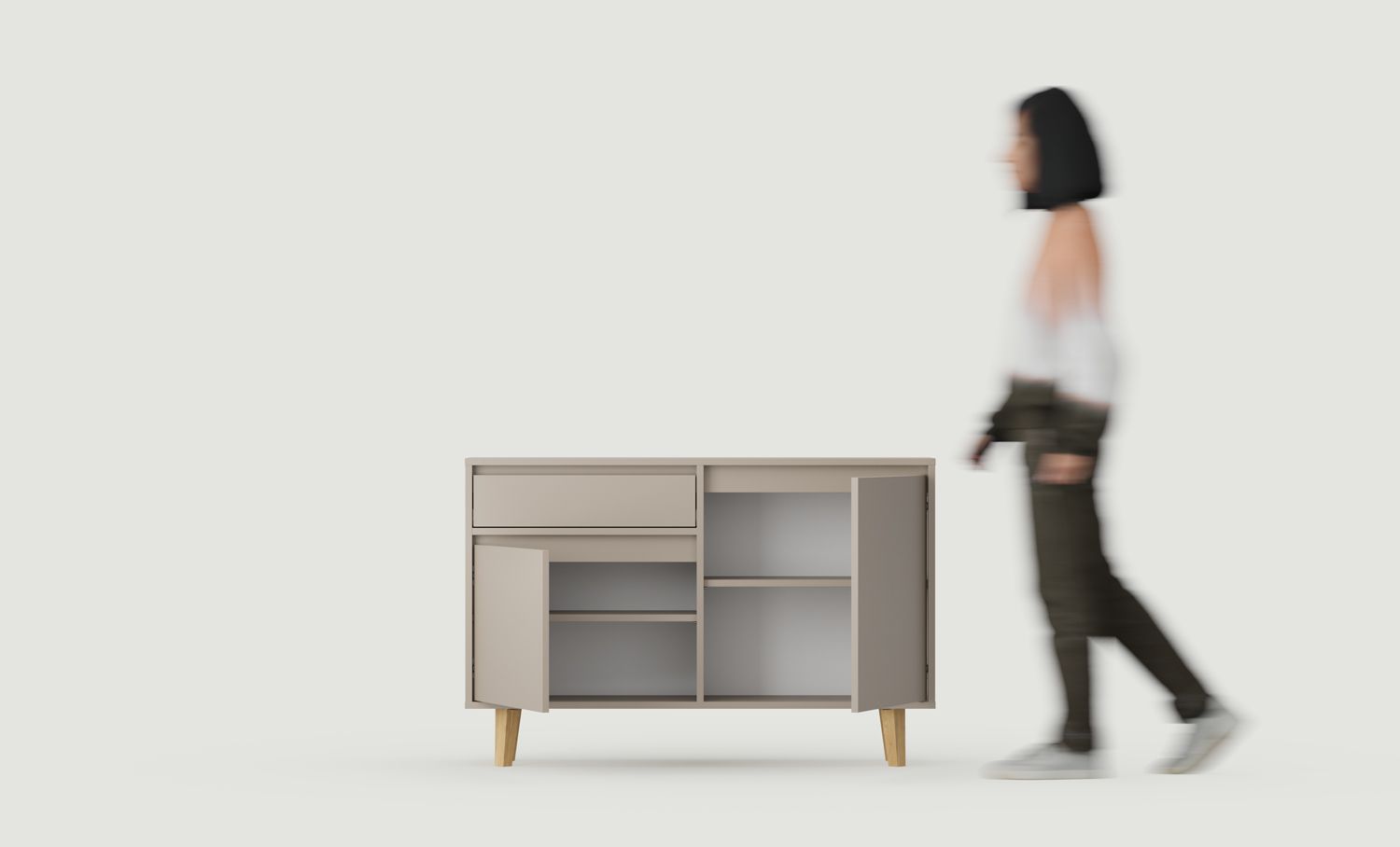 Armoire RTV FENRIS FTV2S
Couleur : Argile cendrée
Pied : Noyer Chêne huilé
