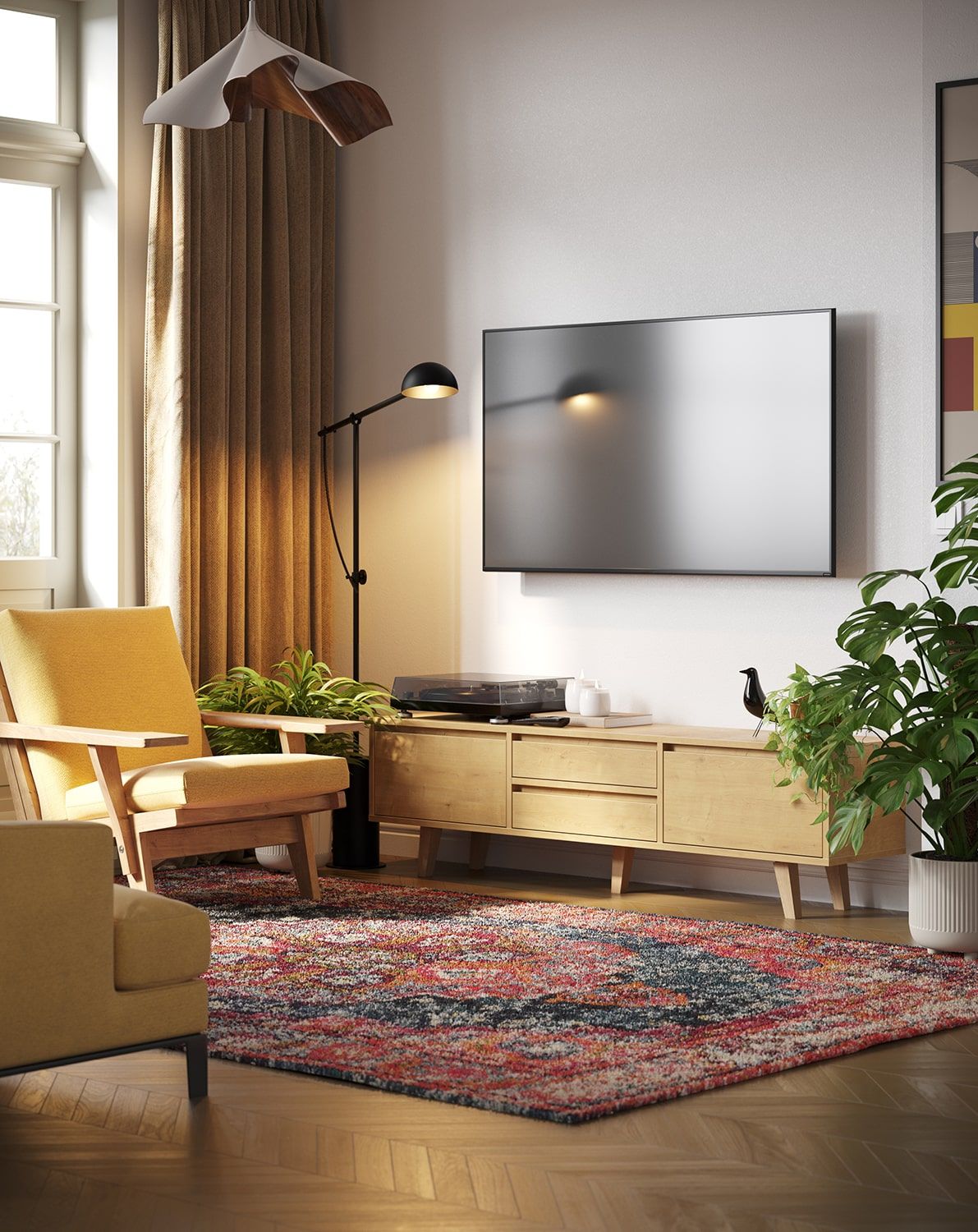 FENRIS Armoire RTV FTV4S
Couleur : chêne Hamilton
Pied : chêne trapézoïdal huilé