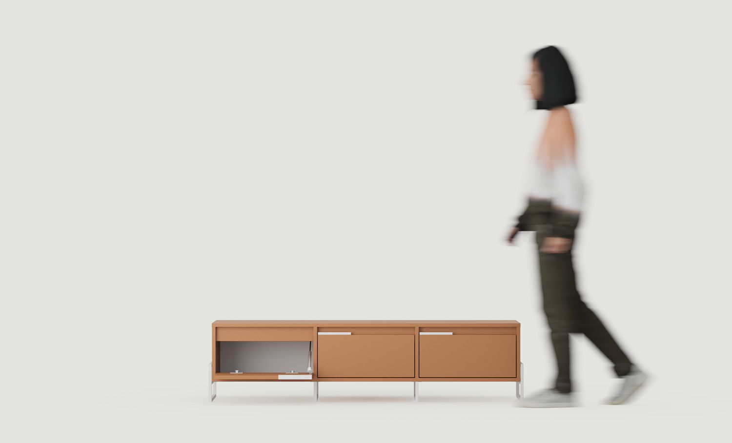 INEA Armoire RTV IN3
Couleur : Sahara Deep
Couleur des pieds et des poignées : Acier Inea Milky Way