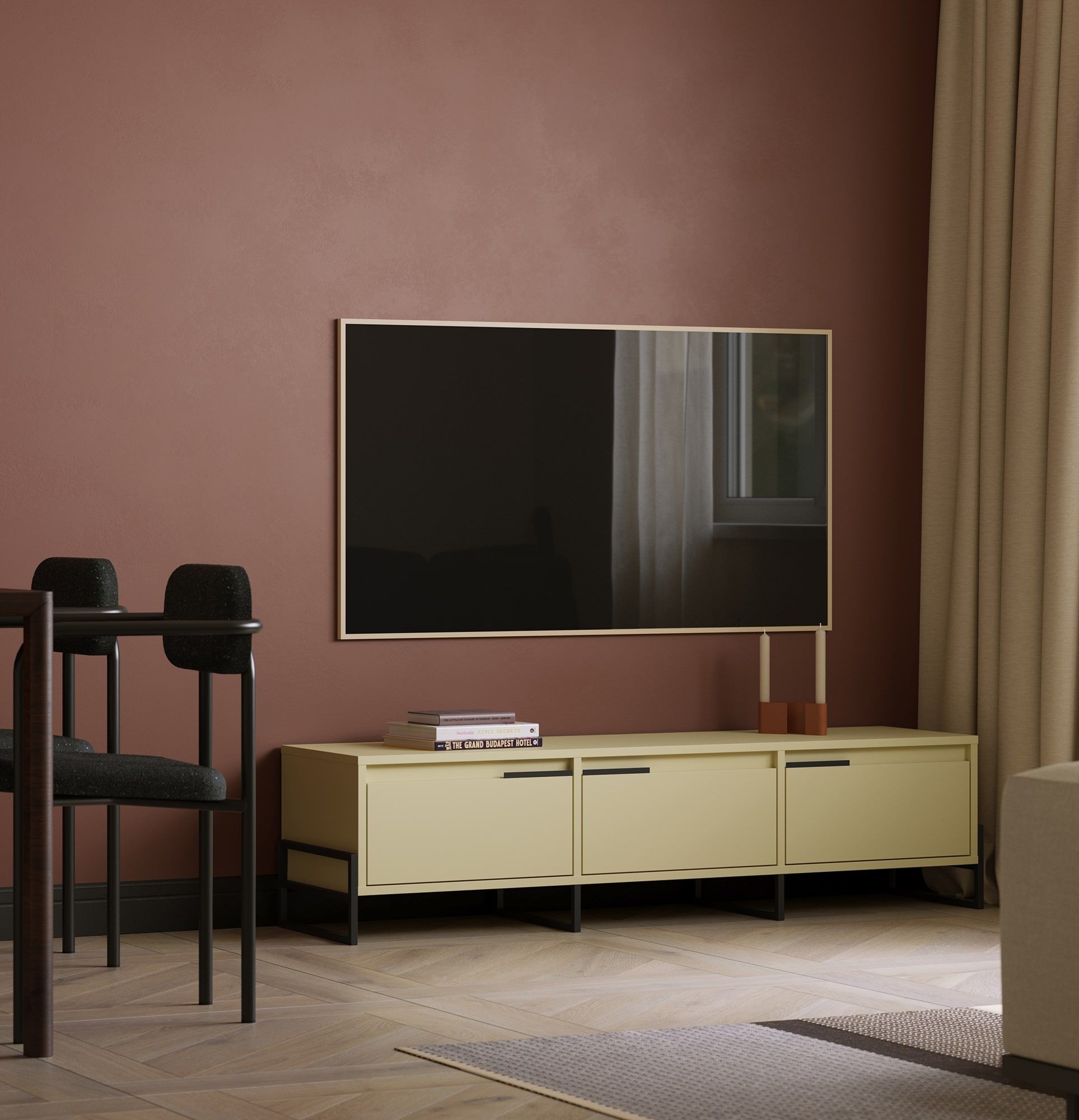 INEA Armoire RTV IN3
Couleur : Voie lactée
Couleur des pieds et des poignées : Acier Inea Black