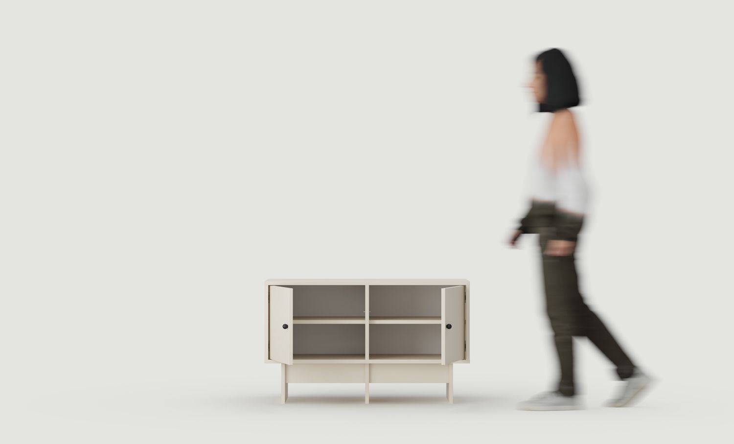 KABE KTV1 Armoire RTV en style JAPANI
Couleur : Champagne Beige
Poignée : Poignée boule Noir KD