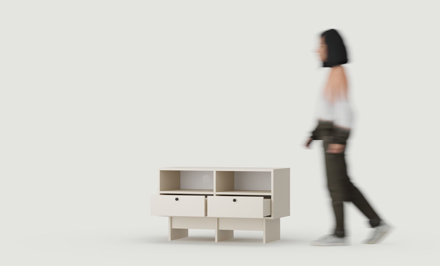 KABE KTV1S Armoire RTV en style JAPANI
Couleur : Champagne Beige
Poignée : Poignée boule Noir KD