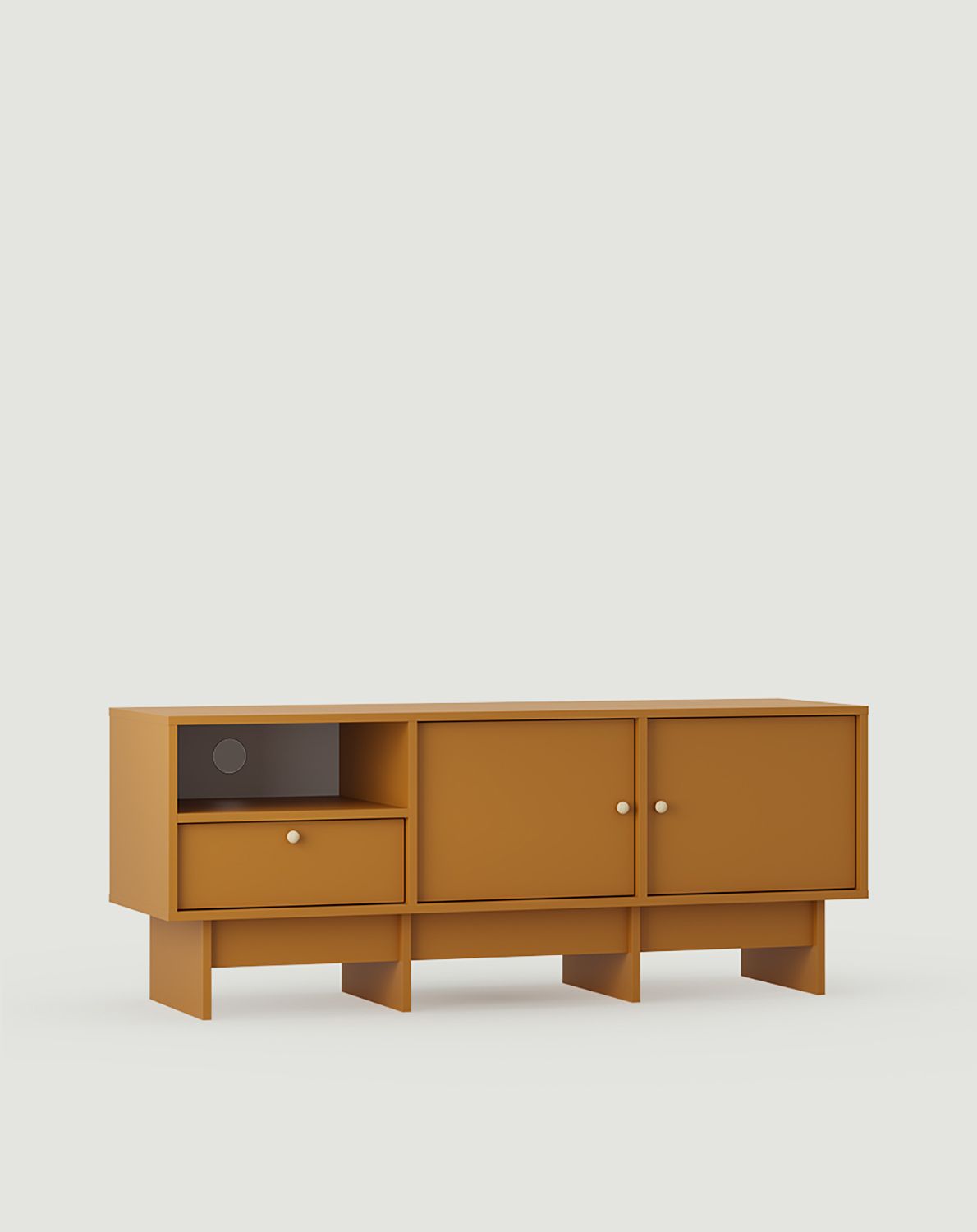 Armoire RTV KABE KTV2 dans le style JAPANI
Couleur : moutarde vintage
Poignée : KD Poignée sphérique en bois
