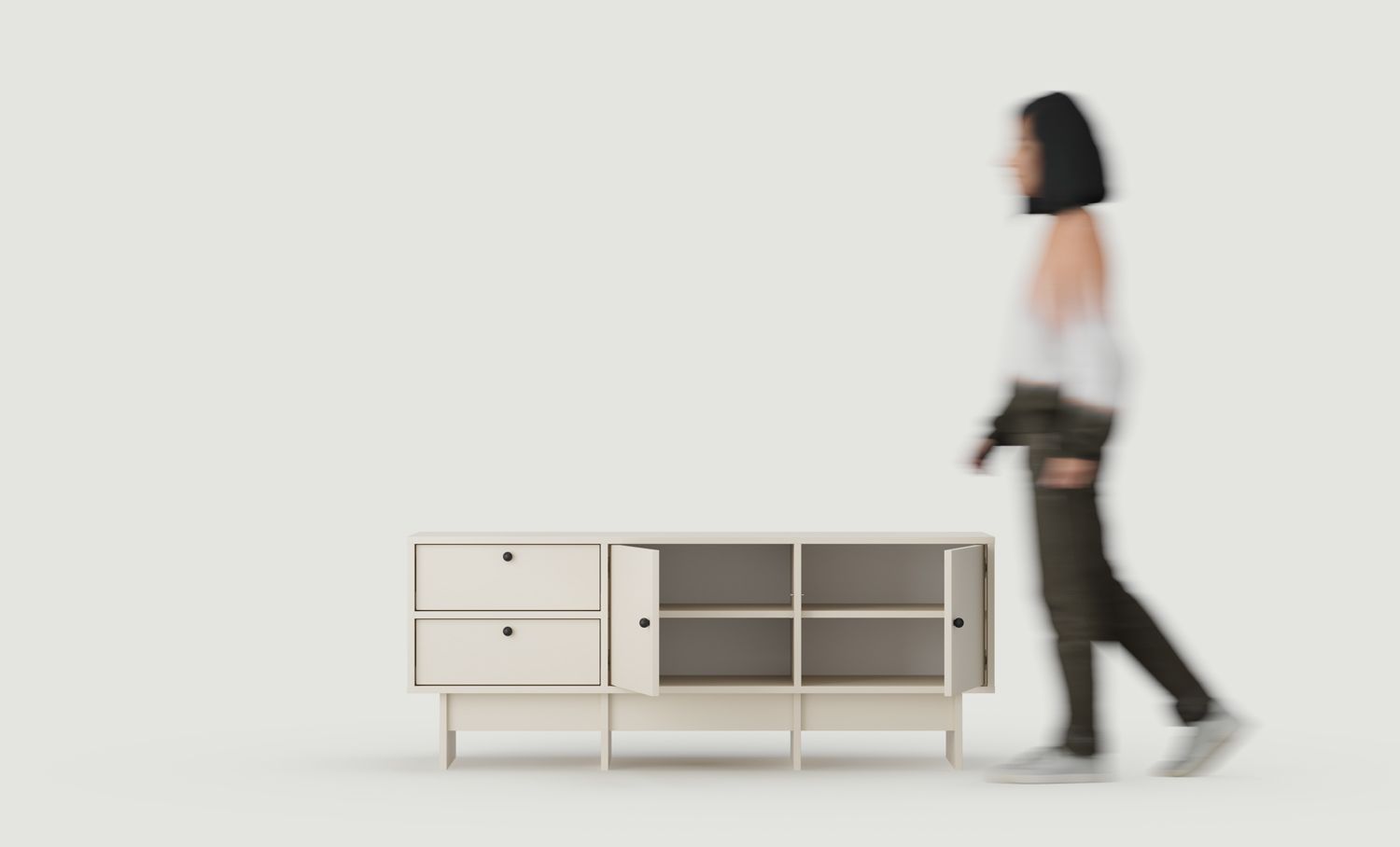 KABE KTV2S Armoire RTV en style JAPANI
Couleur : Champagne Beige
Poignée : Poignée boule Noir KD