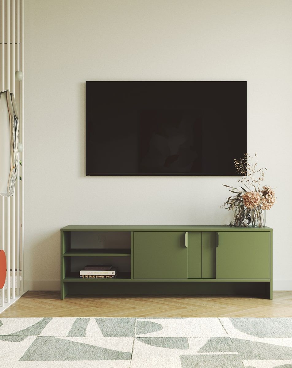LAYERS Armoire RTV LAY02
Couleur : vert cyprès
Couleur de la deuxième couche avant : vert cyprès
Poignée : poignée LAYERS 110 Vert cyprès