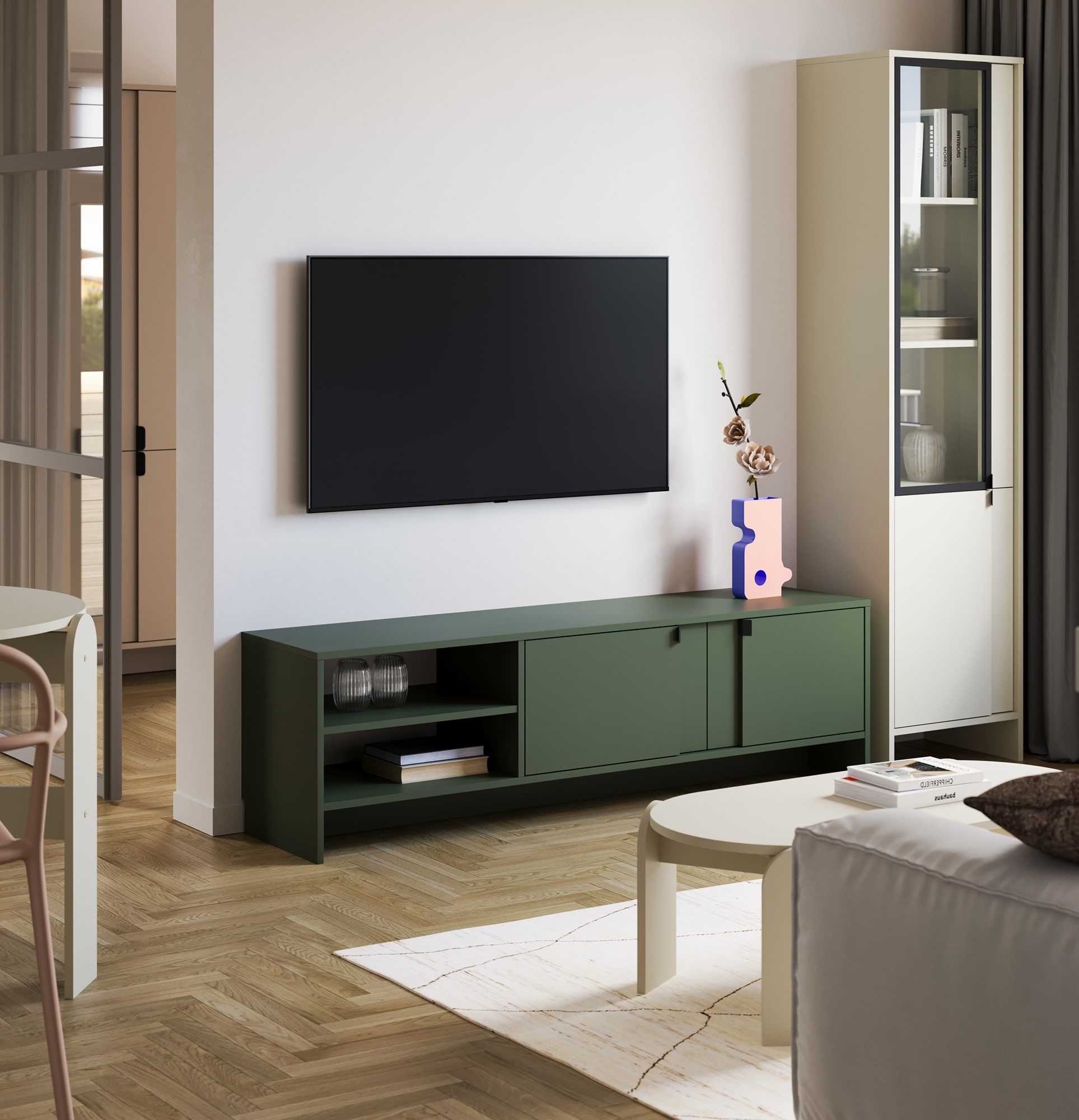 LAYERS RTV Cabinet LAY02
Couleur : Émeraude Précieuse
Couleur de la deuxième couche : Precious Emerald
Poignée : LAYERS 42 Poignée en basalte profond