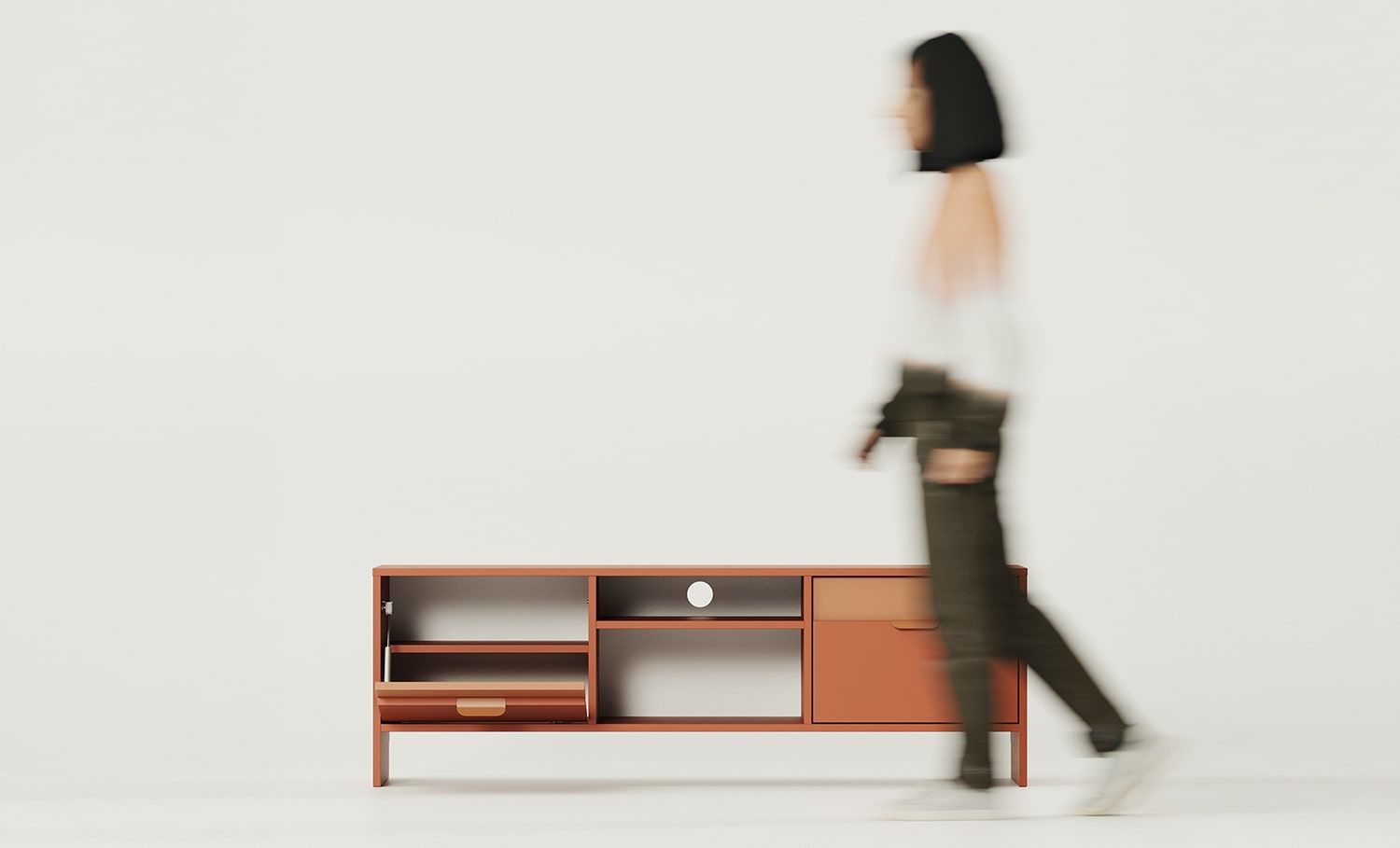 LAYERS RTV Cabinet LAY03
Couleur : Terracotta ardent
Couleur de la deuxième couche : Sahara Deep
Poignée : poignée LAYERS 110 Terracotta feu