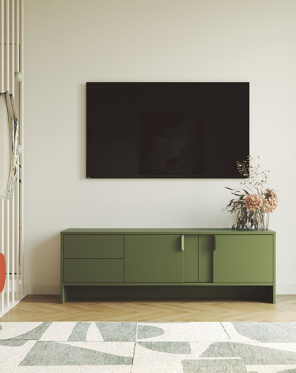 LAYERS Armoire RTV LAY04
Couleur : vert cyprès
Couleur de la deuxième couche avant : vert cyprès
Poignée : poignée LAYERS 110 Vert cyprès