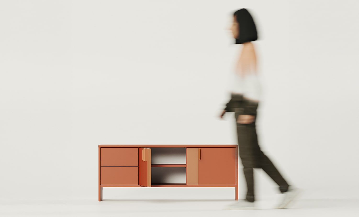LAYERS RTV Cabinet LAY04
Couleur : Terracotta ardent
Couleur de la deuxième couche : Sahara Deep
Poignée : poignée LAYERS 110 Terracotta feu