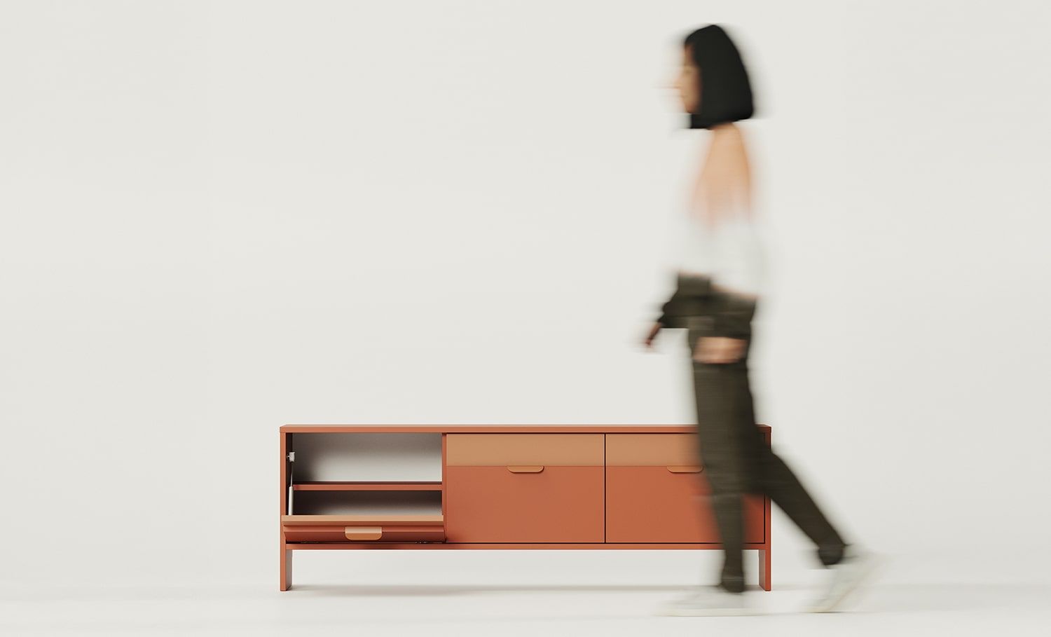 LAYERS RTV Cabinet LAY05
Couleur : Terracotta ardent
Couleur de la deuxième couche : Sahara Deep
Poignée : poignée LAYERS 110 Terracotta feu