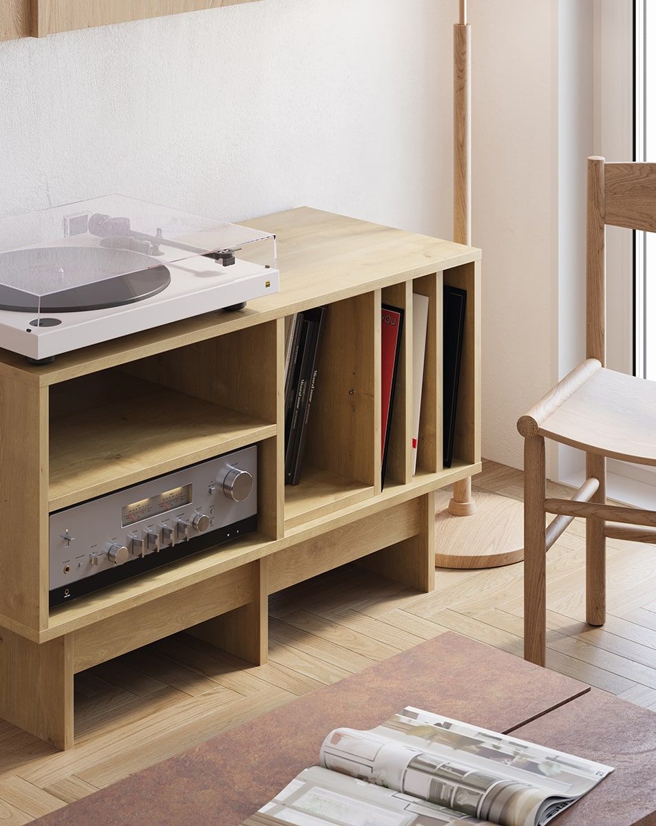 KABE KTV1W armoire RTV en vinyle dans le style JAPANDI
Couleur : chêne Hamilton