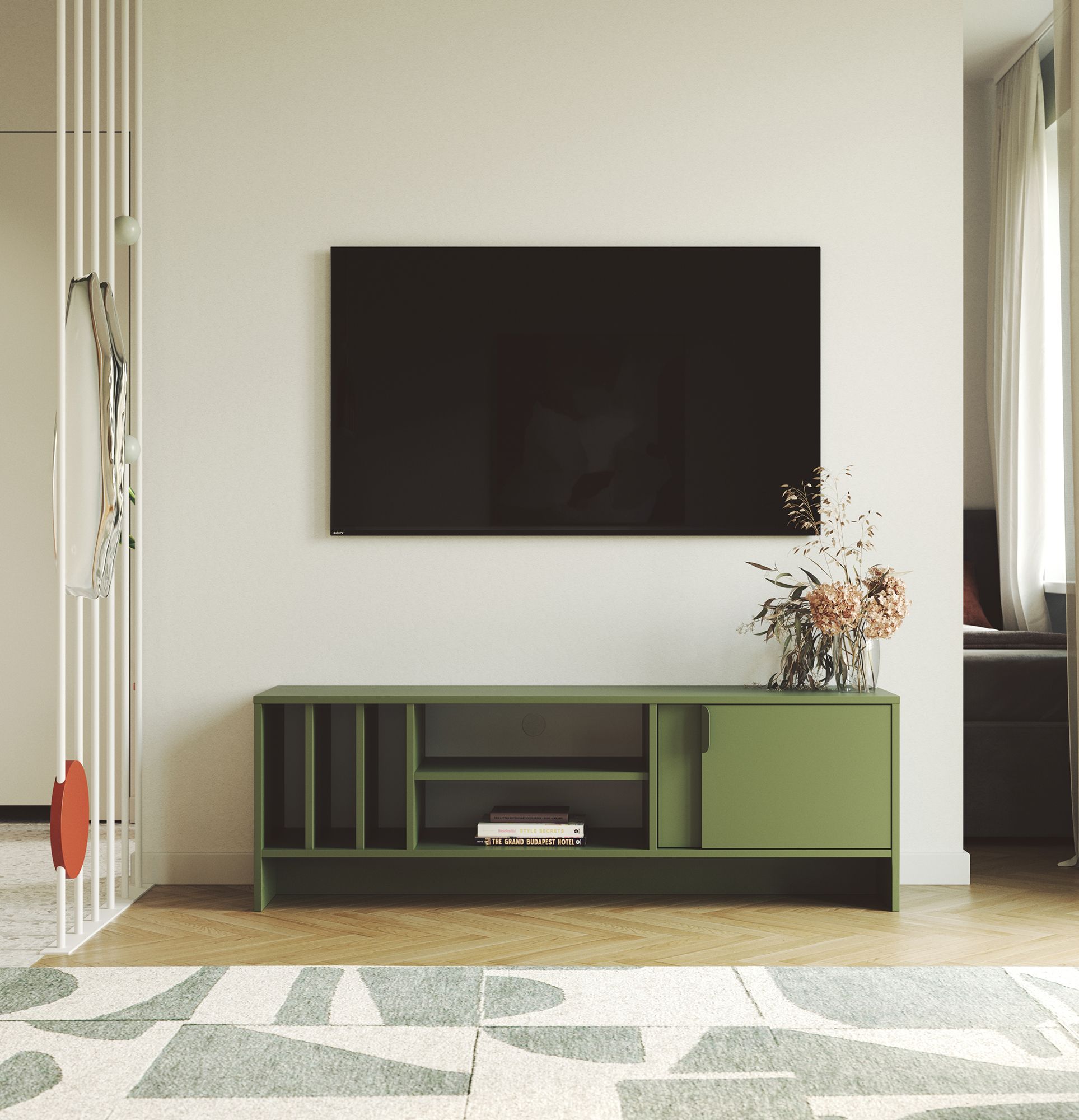 LAYERS Armoire à vinyle RTV LAY07
Couleur : vert cyprès
Couleur de la deuxième couche avant : vert cyprès
Poignée : poignée LAYERS 110 vert cyprès