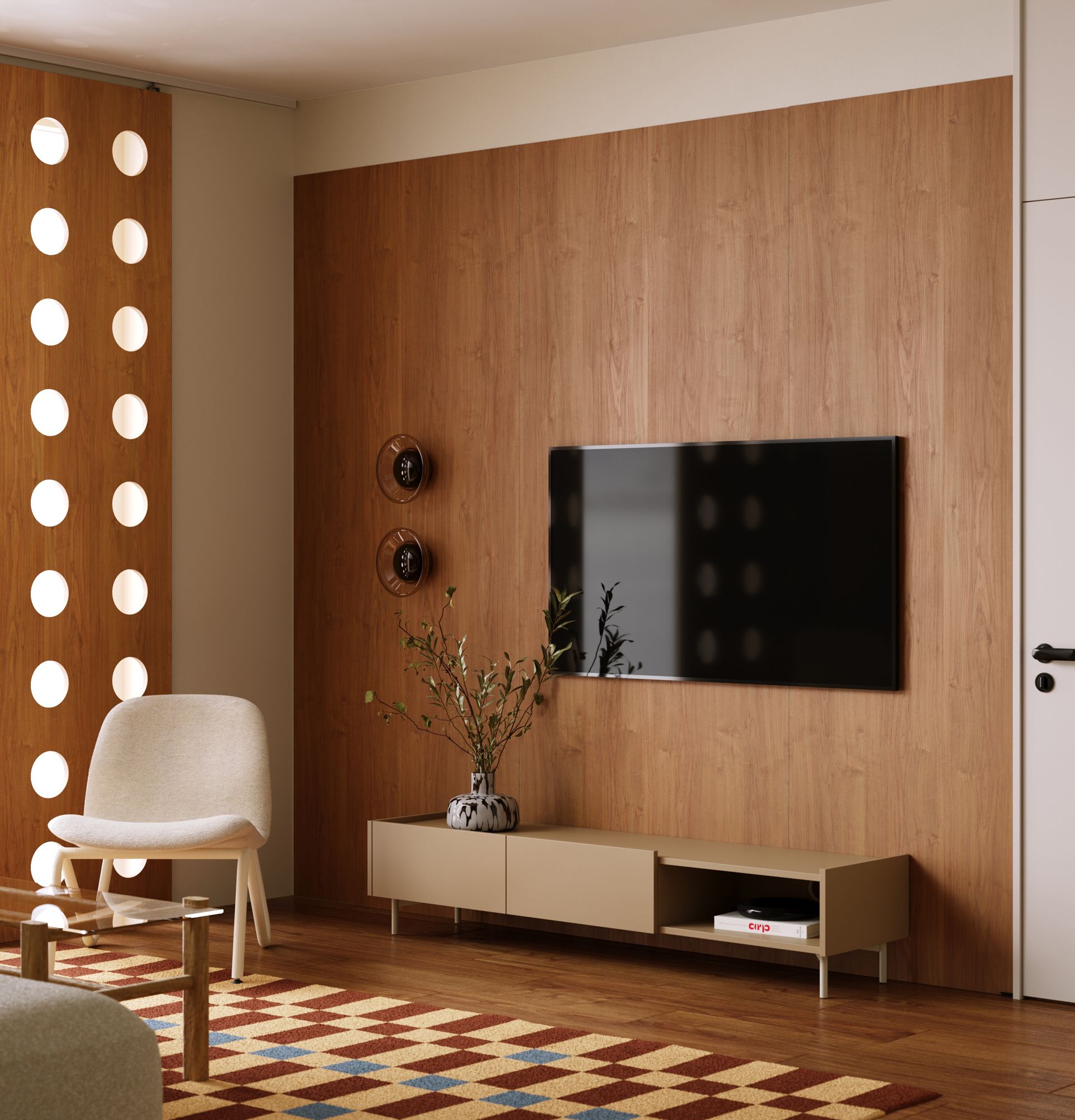 Armoire RTV SKRA SKR17
Couleur : Cappuccino
Pieds : SKRA Milky Way
                            