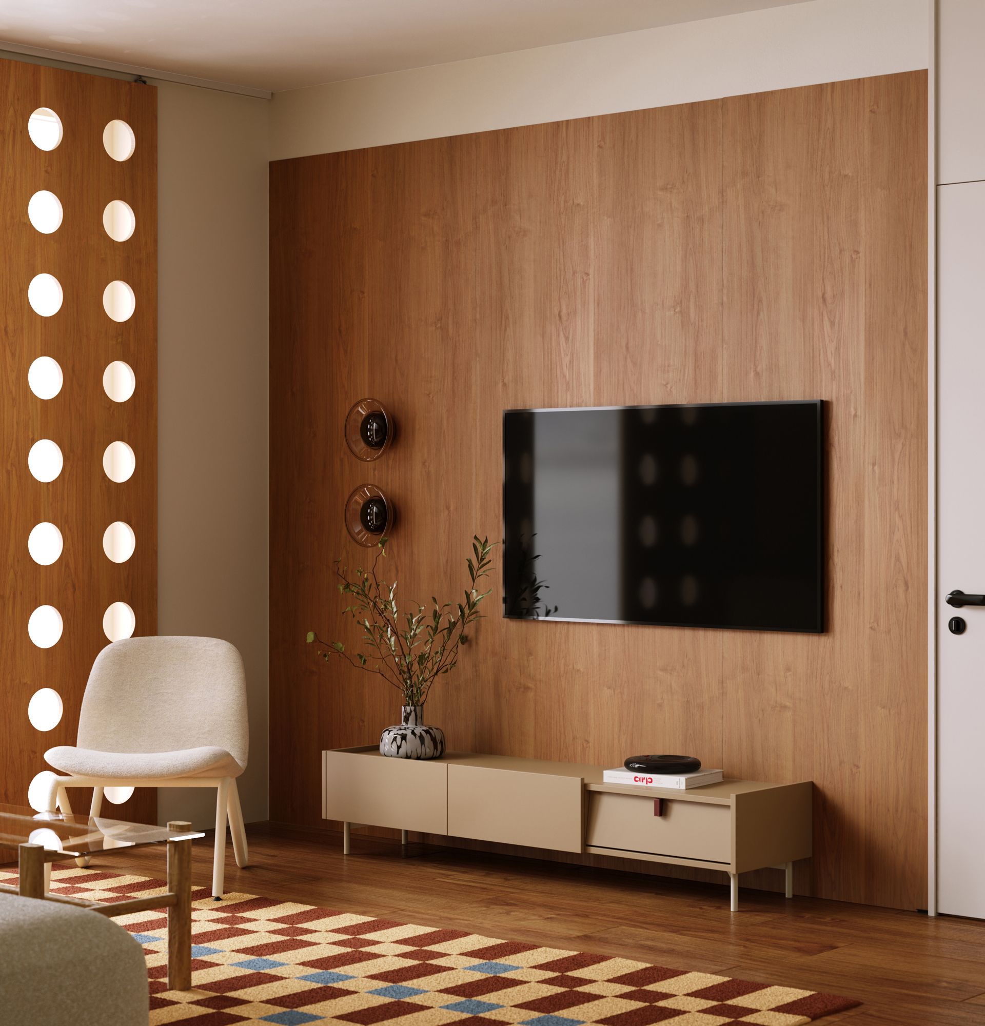 Armoire RTV SKRA SKR19
Couleur : Cappuccino
Poignée : Bourgogne
Pieds : SKRA Milky Way
                            
                            
