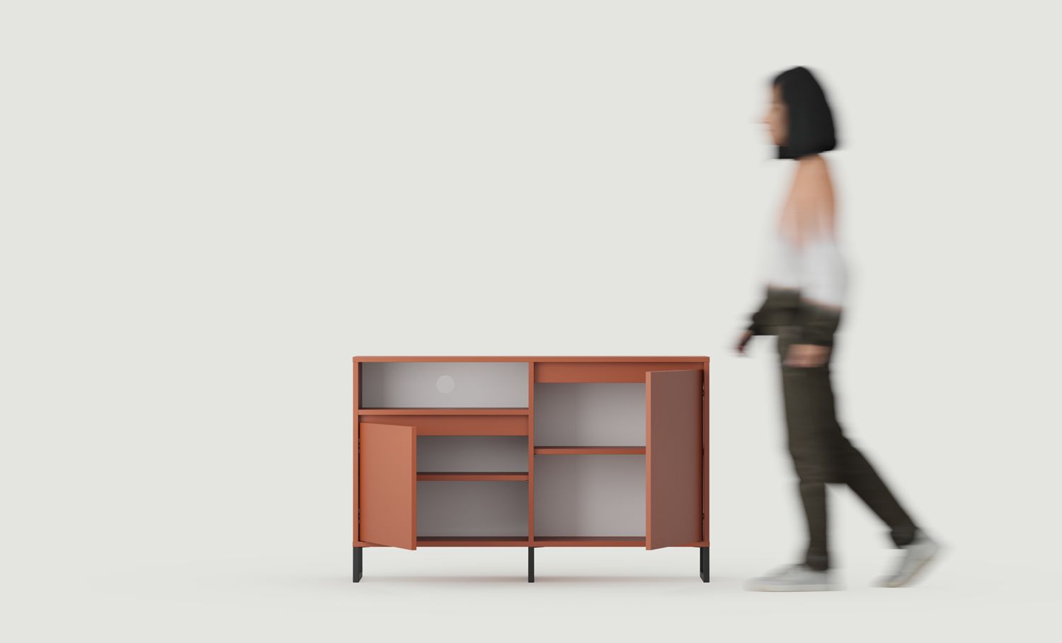 Armoire RTV ODIS BTV2
Couleur : Terracotta ardent
Couleur du pied : Pied noir
                            