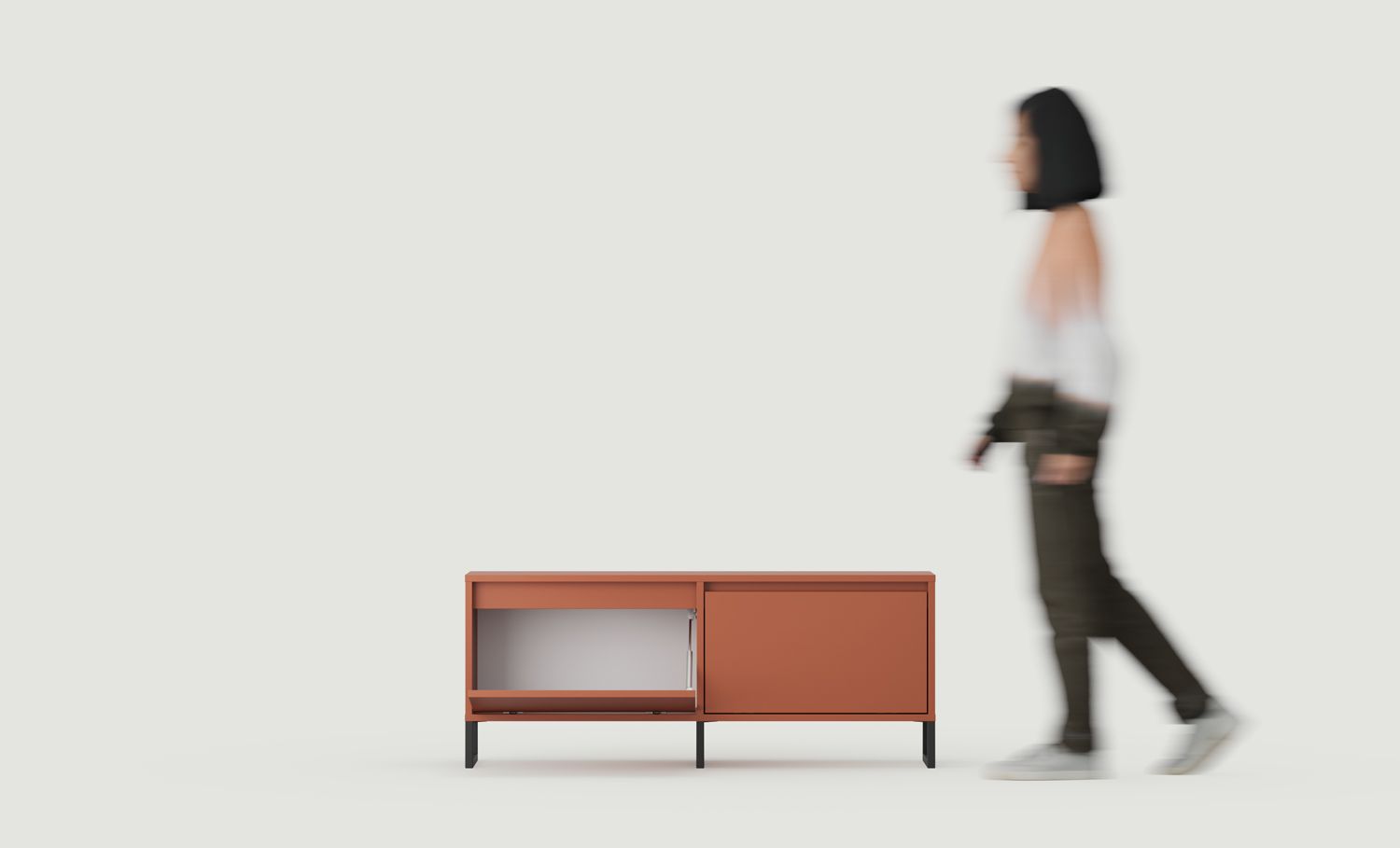 Armoire RTV ODIS BTV2K
Couleur : Terracotta ardent
Couleur du pied : Pied noir
                            