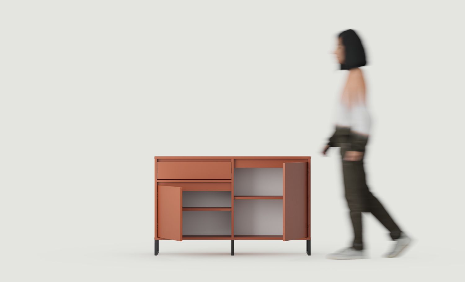 Armoire RTV ODIS BTV2S
Couleur : Terracotta ardent
Couleur du pied : Pied noir
                            