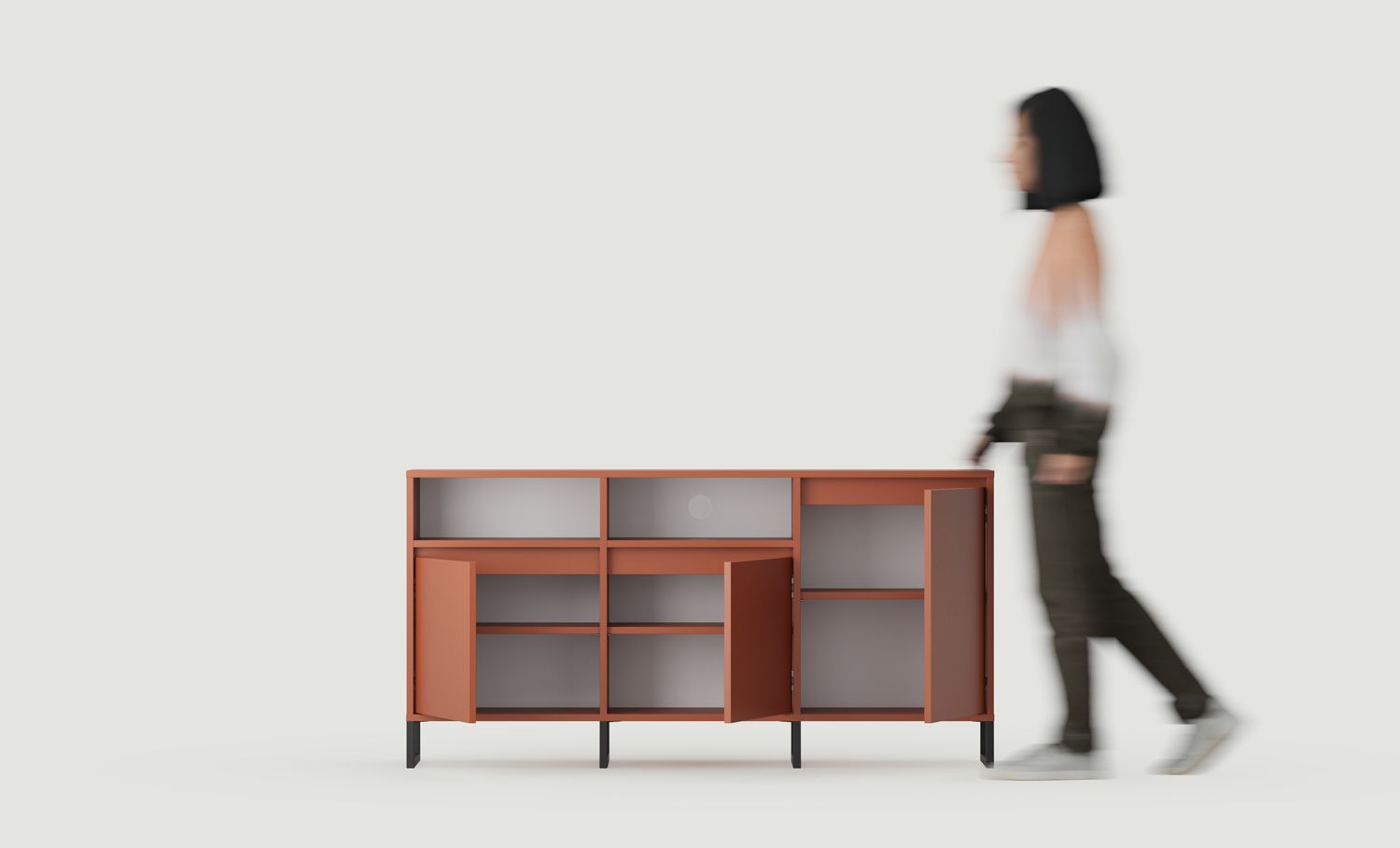 ODIS BTV3 Armoire RTV
Couleur : Terracotta ardent
Couleur du pied : Pied noir
                            