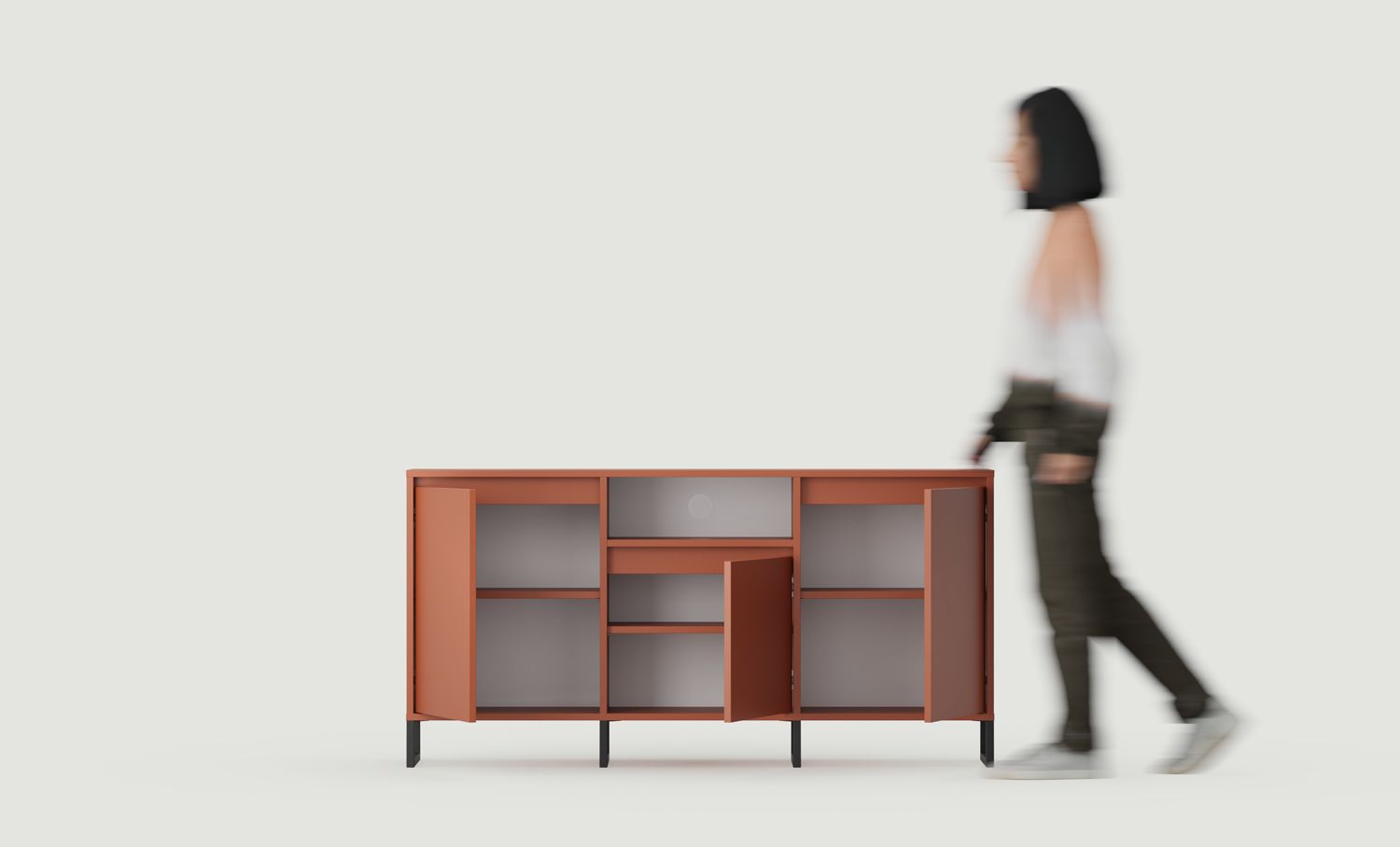 Armoire RTV ODIS BTV3K
Couleur : Terracotta ardent
Couleur du pied : Pied noir
                            
