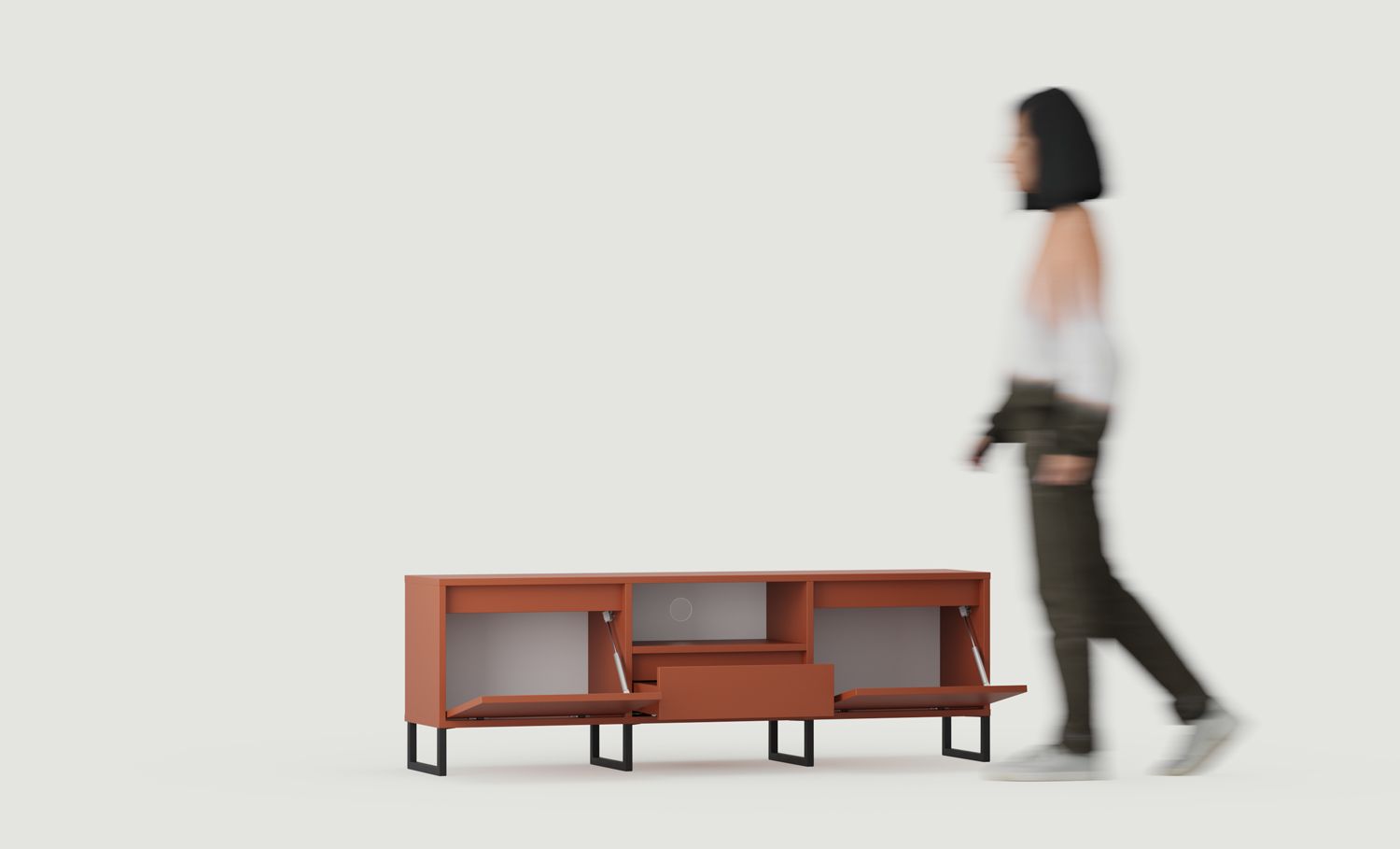 Armoire RTV ODIS BTV4
Couleur : Terracotta ardent
Couleur du pied : Pied noir
                            