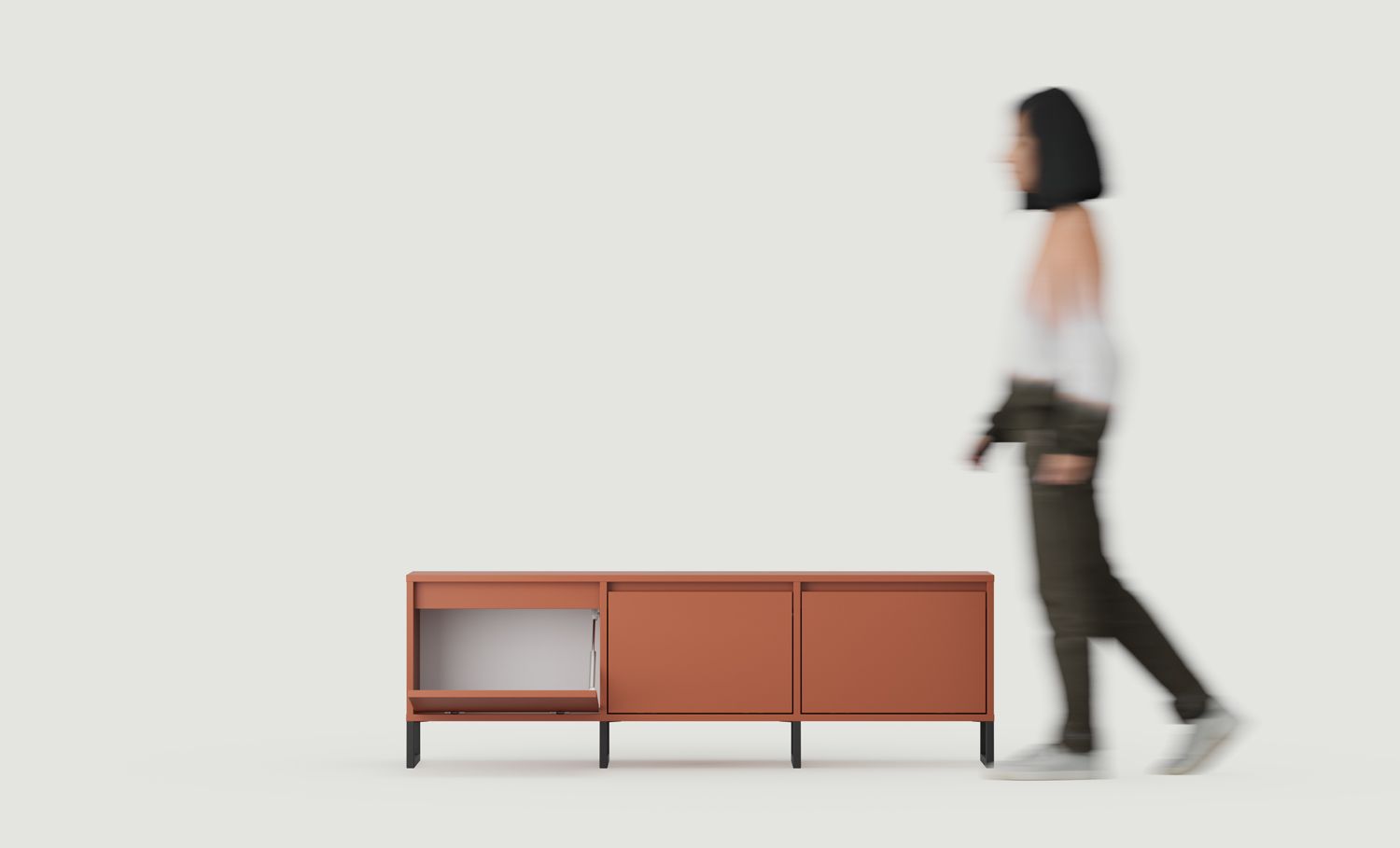 Armoire RTV ODIS BTV4K
Couleur : Terracotta ardent
Couleur du pied : Pied noir
                            