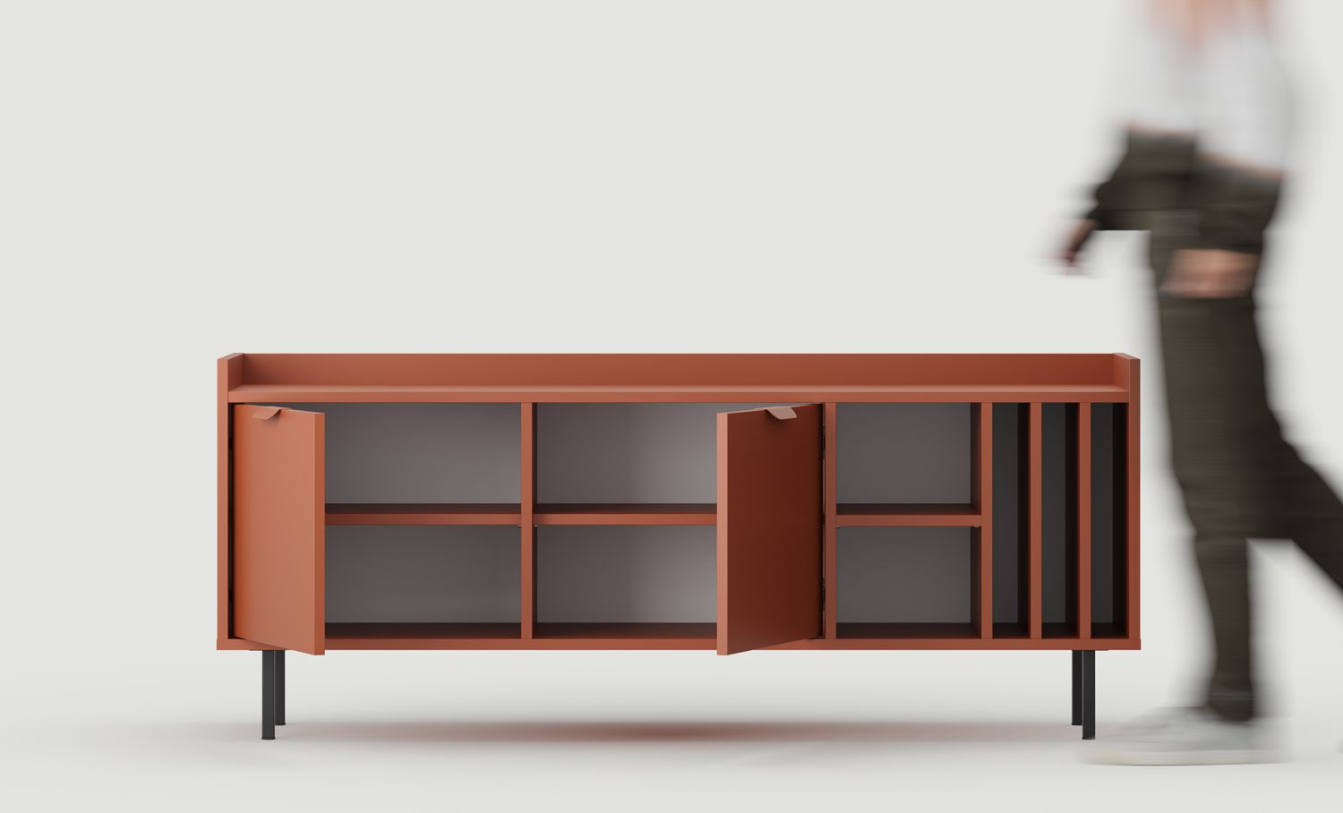 SIGI armoire vinyle RTV STV2SW
Couleur : Terracotta ardent
Pied : noir
Poignée : LAYERS 110 Terracotta flamboyant
