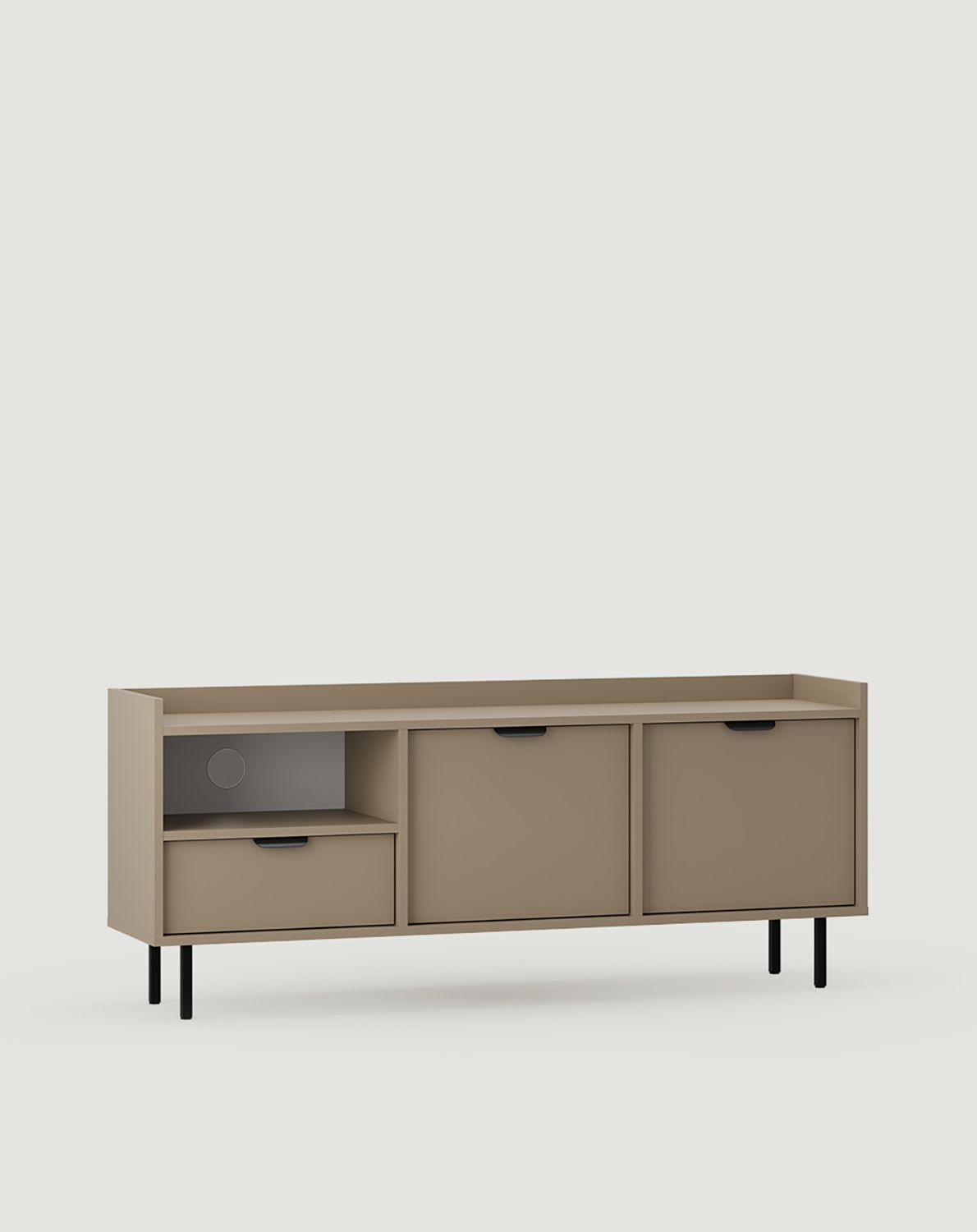 Armoire RTV SIGI STV1
Couleur : Cappuccino
Pied : Noir
Poignée : Poignée de bord LAYERS 110 Black Onyx