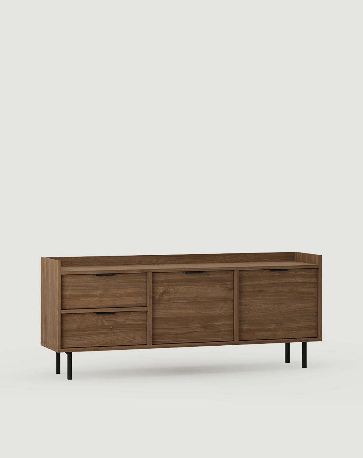 Armoire RTV SIGI STV2S
Couleur : Noyer foncé
Pied : noir
Poignée : LING Noir