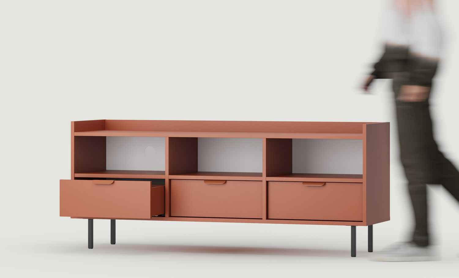Armoire RTV SIGI STV3S
Couleur : Terracotta ardent
Pied : Noir
Poignée : LAYERS 110 Terracotta feu