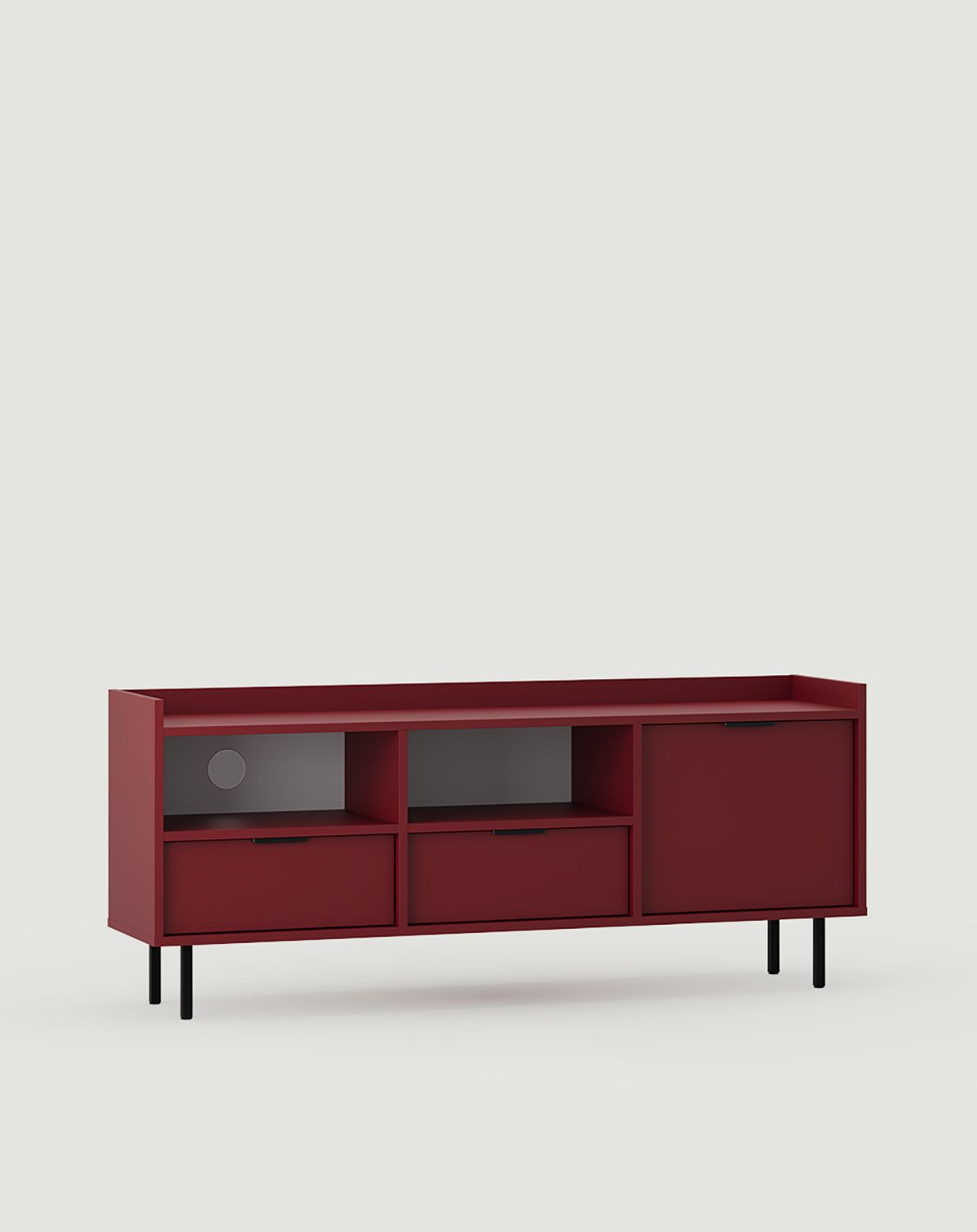 Armoire RTV SIGI STV5
Couleur : Bourgogne Marseille
Pied : Noir
Poignée : Poignée LING Noir