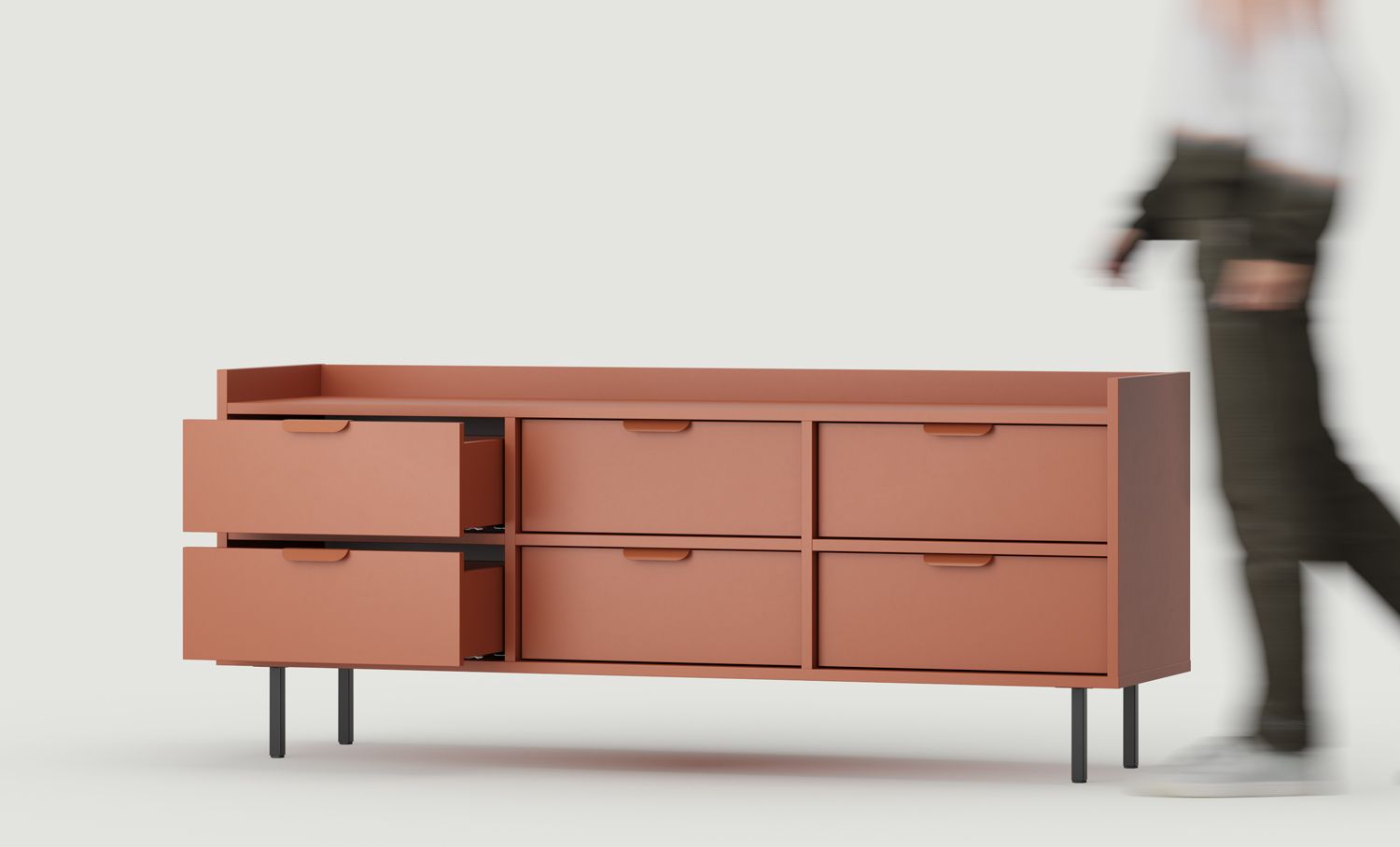 Armoire RTV SIGI STV6S
Couleur : Terracotta ardent
Pied : Noir
Poignée : LAYERS 110 Terracotta feu