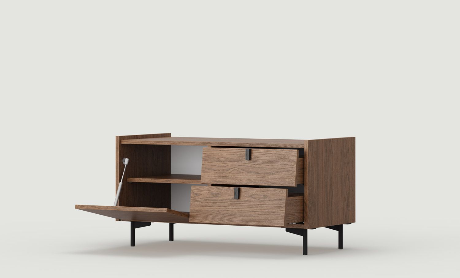 Armoire RTV SKRA SKR03
Couleur : Chêne rustique
Pied : Noir
Poignée : Wedge Black
                            