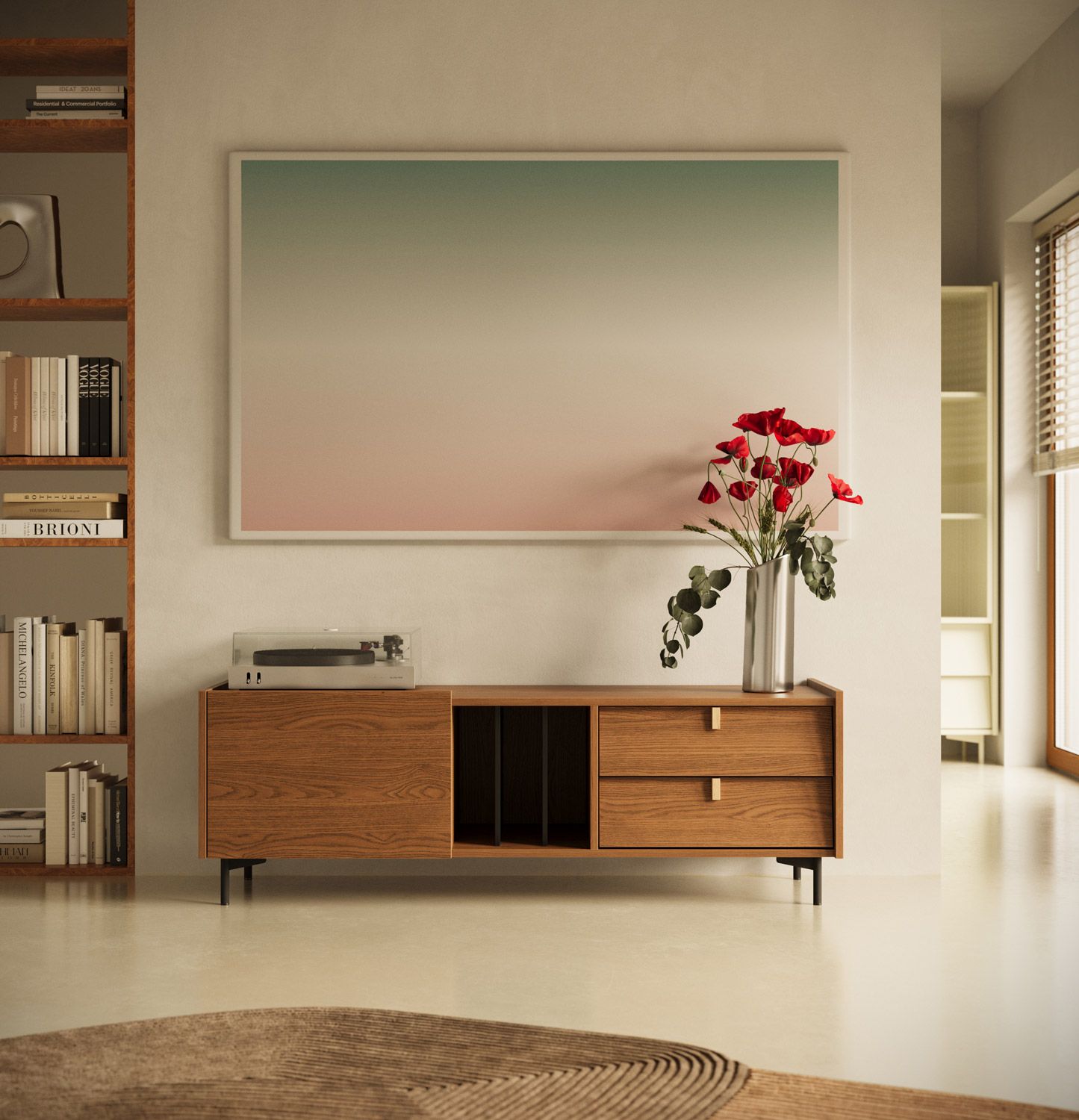 Armoire RTV SKRA SKR10
Couleur : Chêne rustique
Pied : noir
Poignée : Cale en chêne