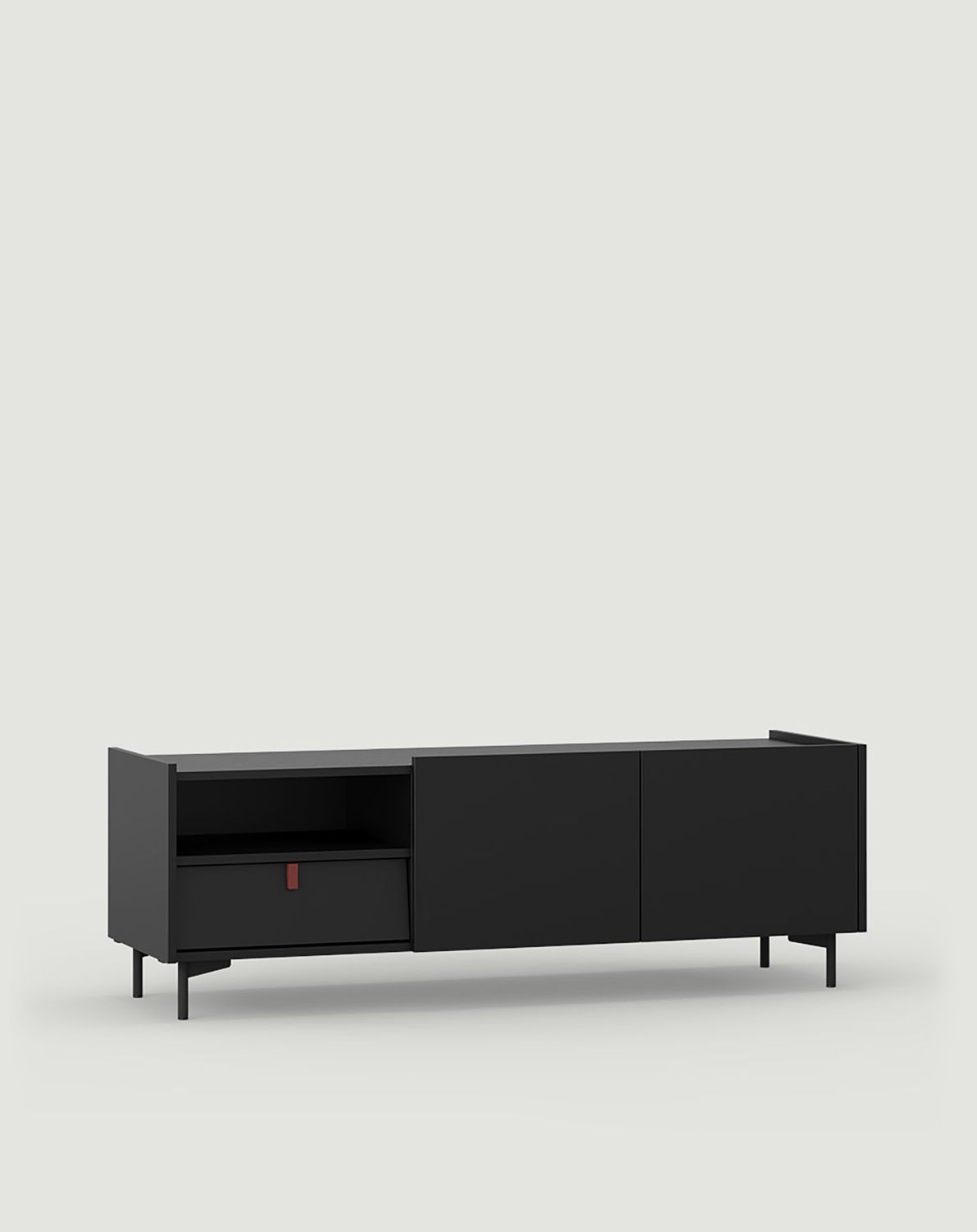 Armoire RTV SKRA SKR12
Couleur : Onyx noir
Pied : noir
Poignée : Bourgogne
                            